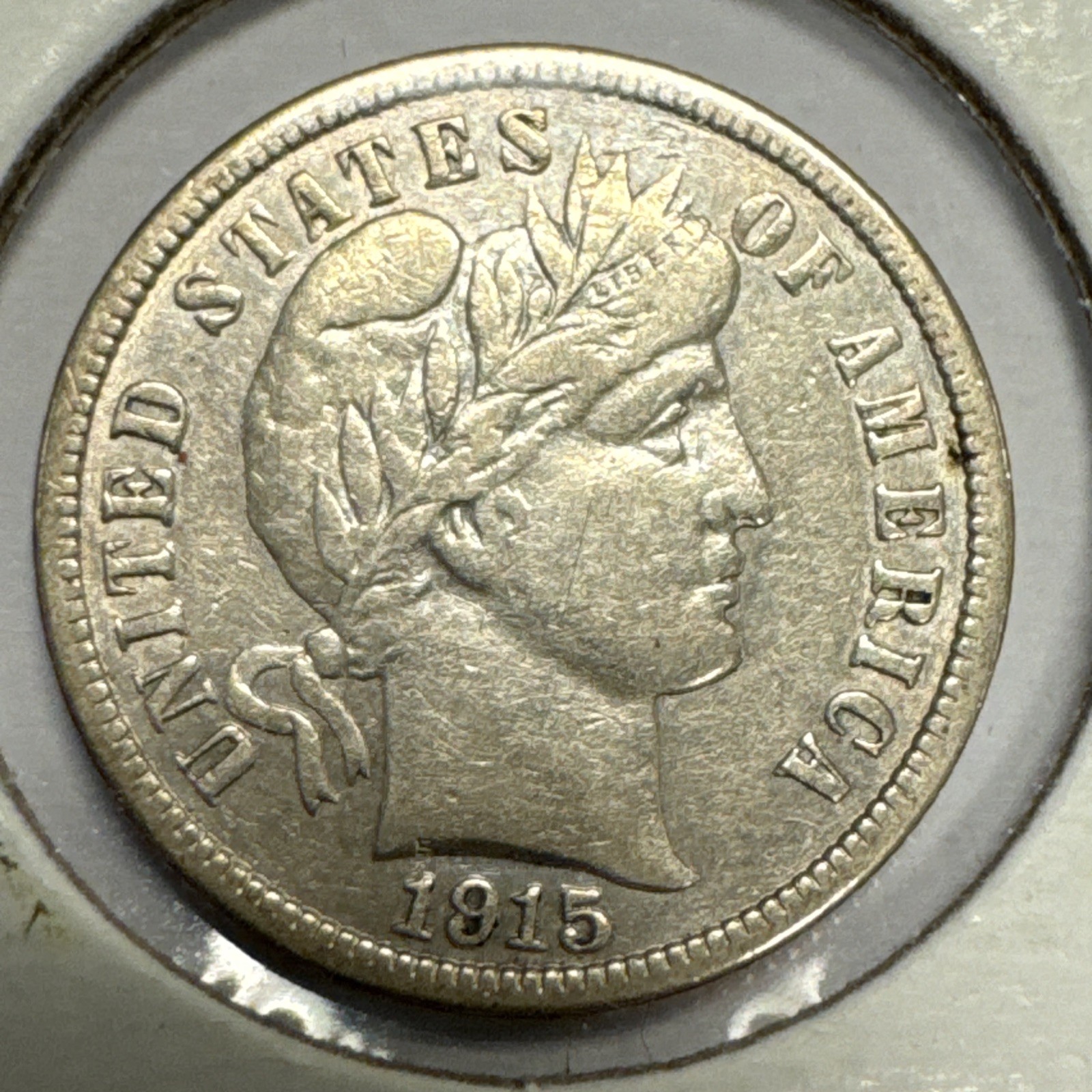 1915 Barber Silver Dime XF Details - Light Cleaning
