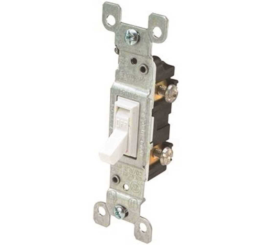 120-Volt 15 Amp 3-Way Residential Grade CO/ALR AC Quiet Toggle Switch, White