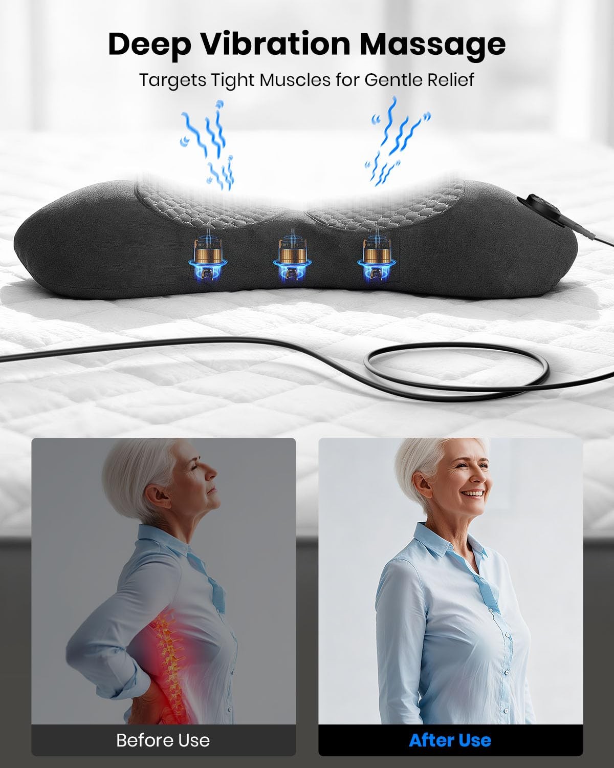 Triple Fusion Back Massager with Stretching, Black-Basic, Black-basic