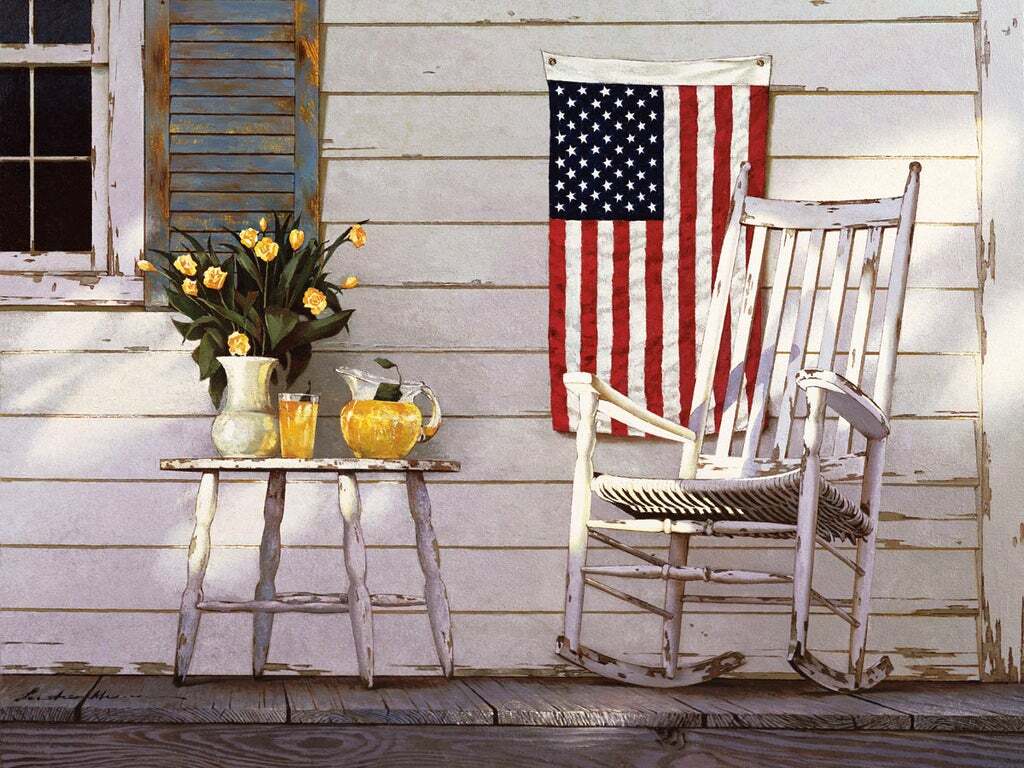 Fourth of July Zhen-Huan Lu Art Print Coastal Country American Flag Poster 11x14