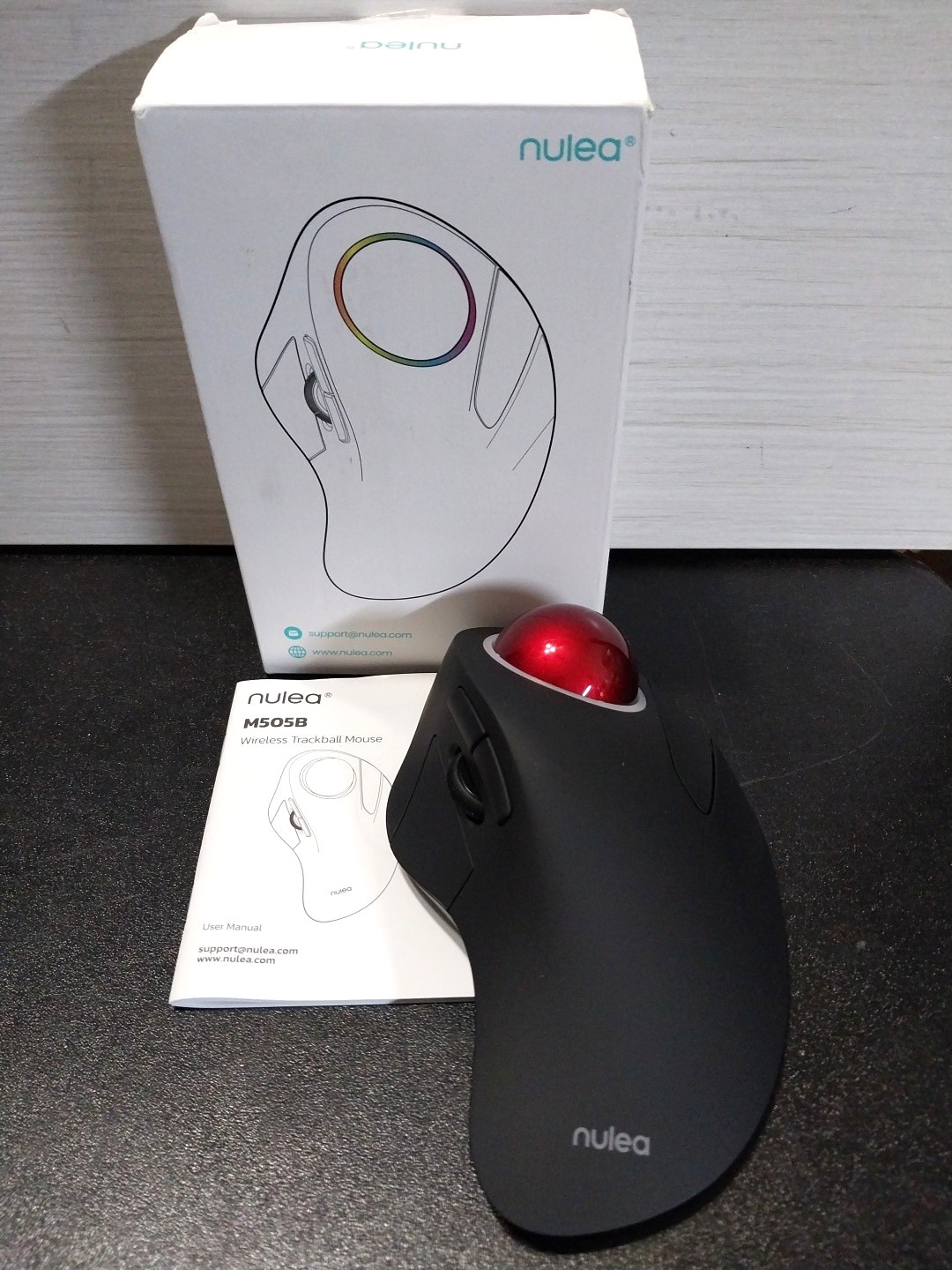 Nulea M505B Wireless Trackball Mouse w/ USB Dongle or Bluetooth Ergonomic Red