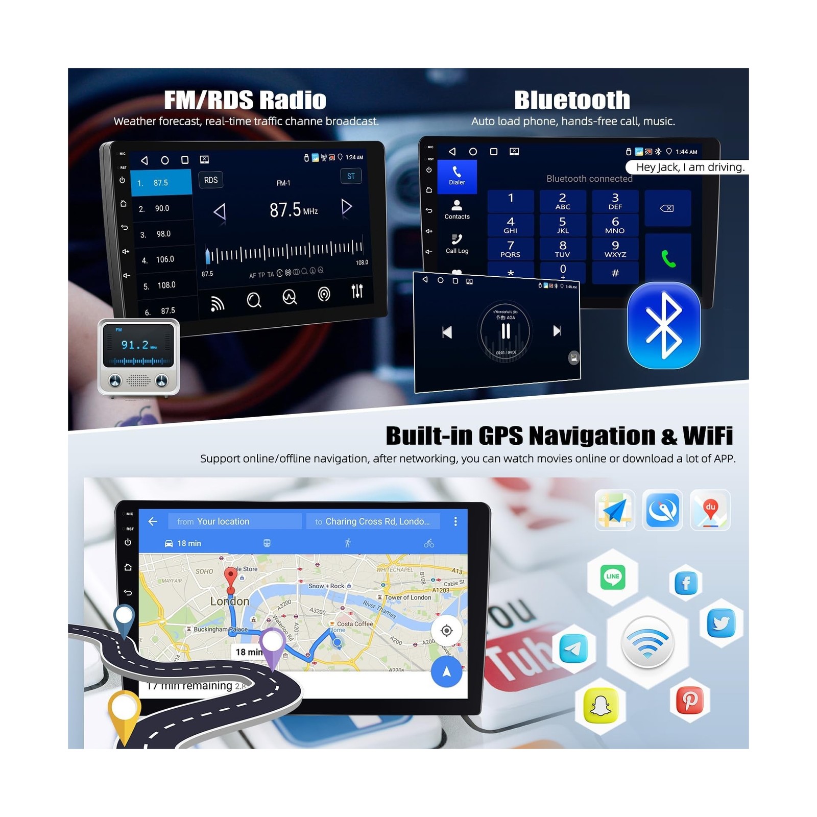 [4G+64G] Car Radio for Jeep Grand Cherokee 1998-2005 with Wireless CarPlay An...