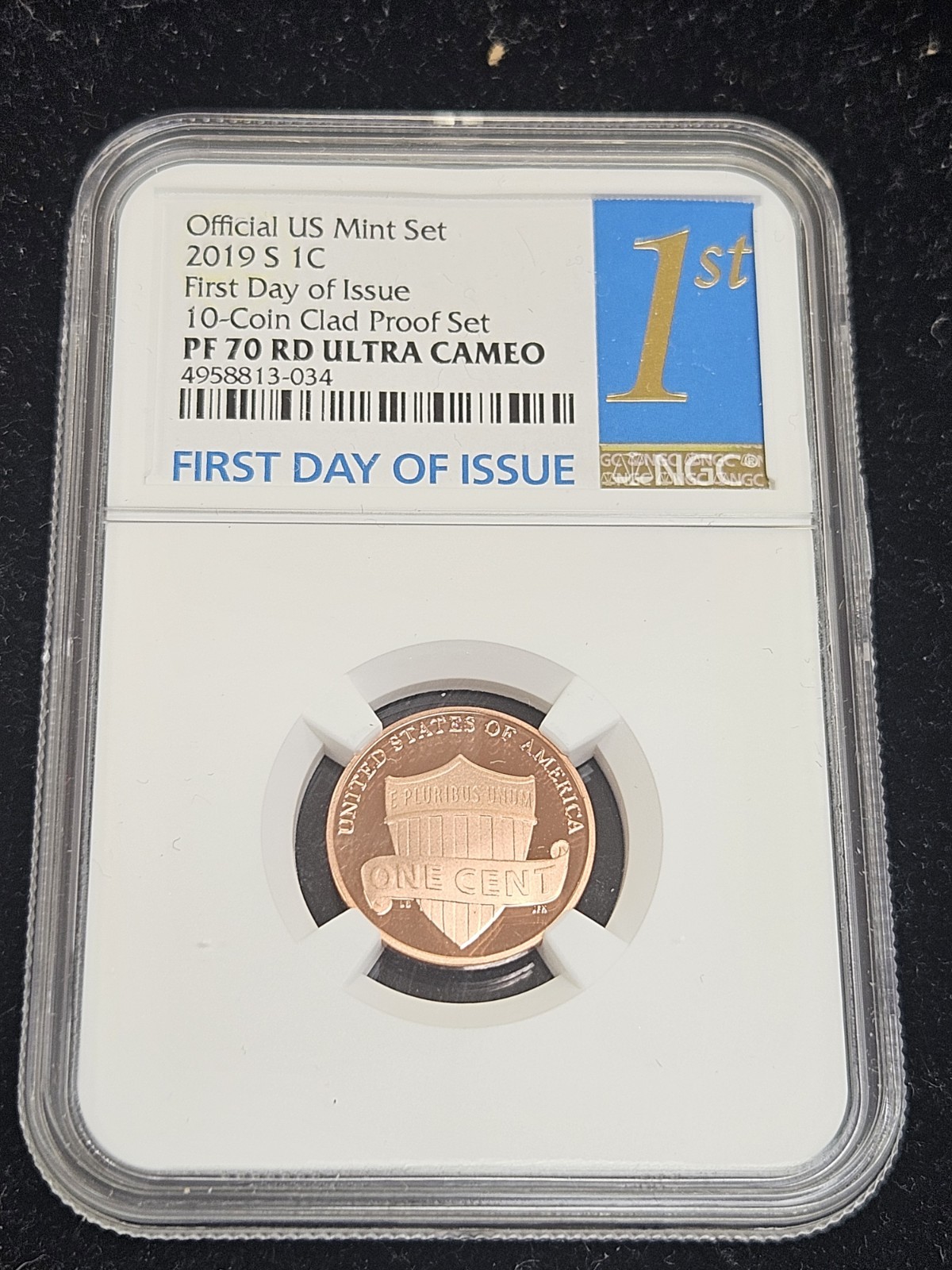 2019 S Lincoln Shield Penny 1c PF 70 RD Ultra Cameo FDI 1st Day NGC Label