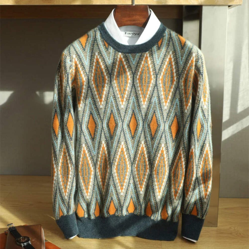 Men's 100% Cashmere O-Neck Pullover Sweater - Warm & Stylish