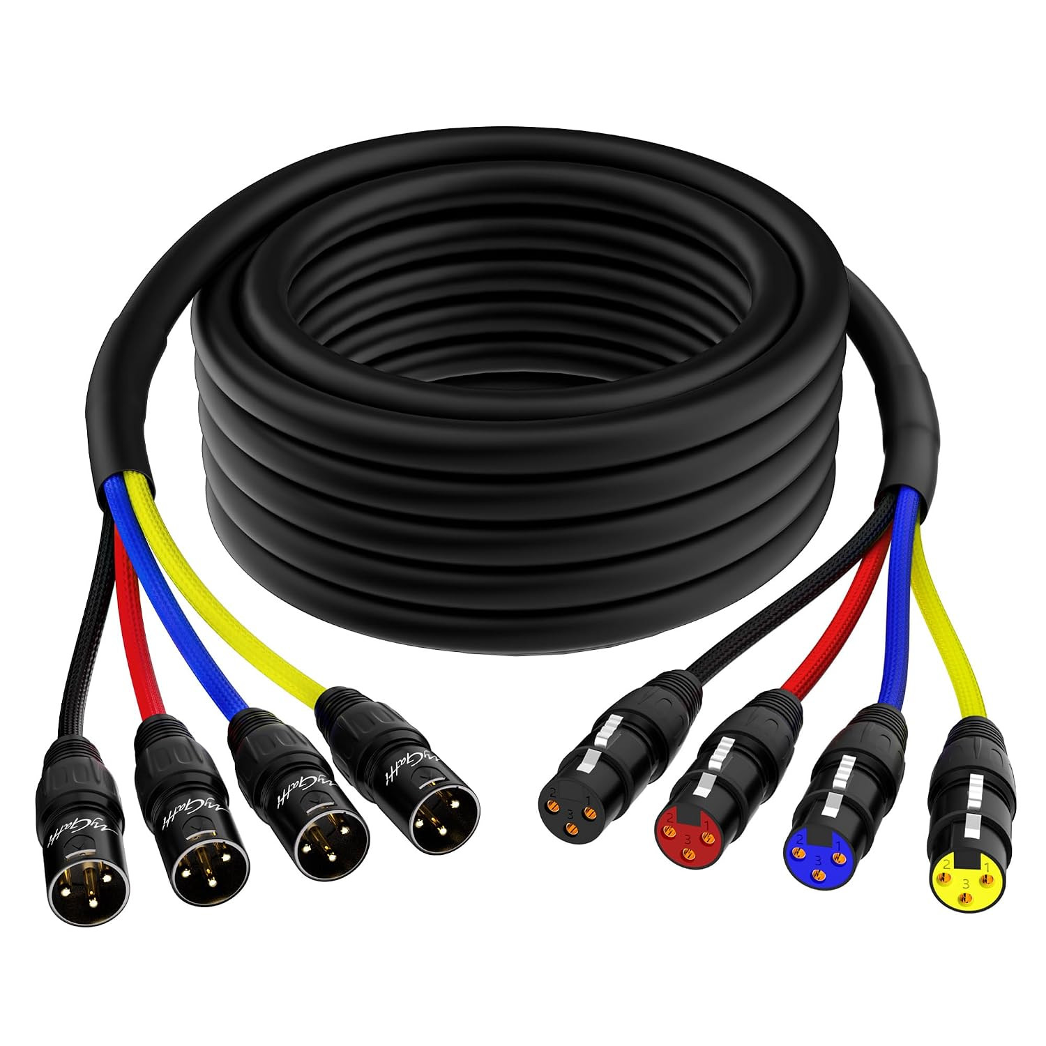 4-Channel XLR Snake Cables 4FT, 4 Colored XLR Male to Female Microphone Cable wi