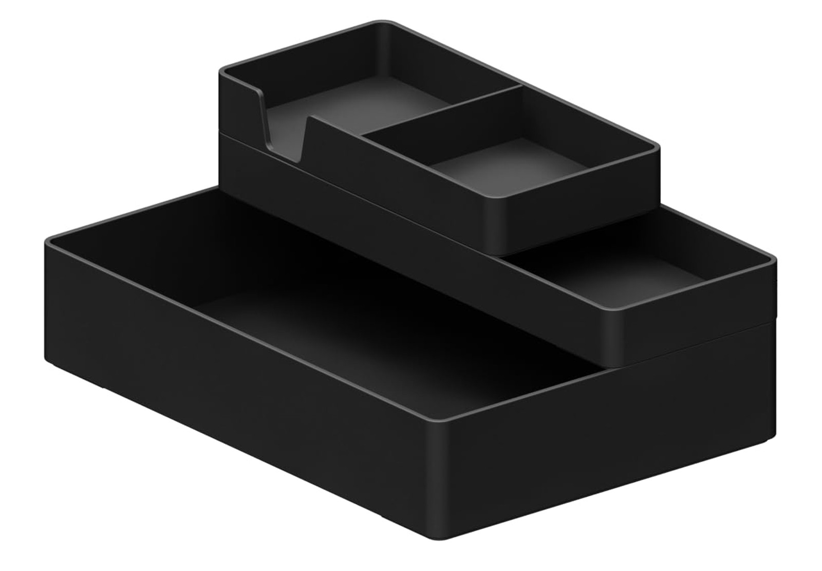 3 Piece Plastic Desk Organizer Tray Bundle Black Durable Hard Plastic