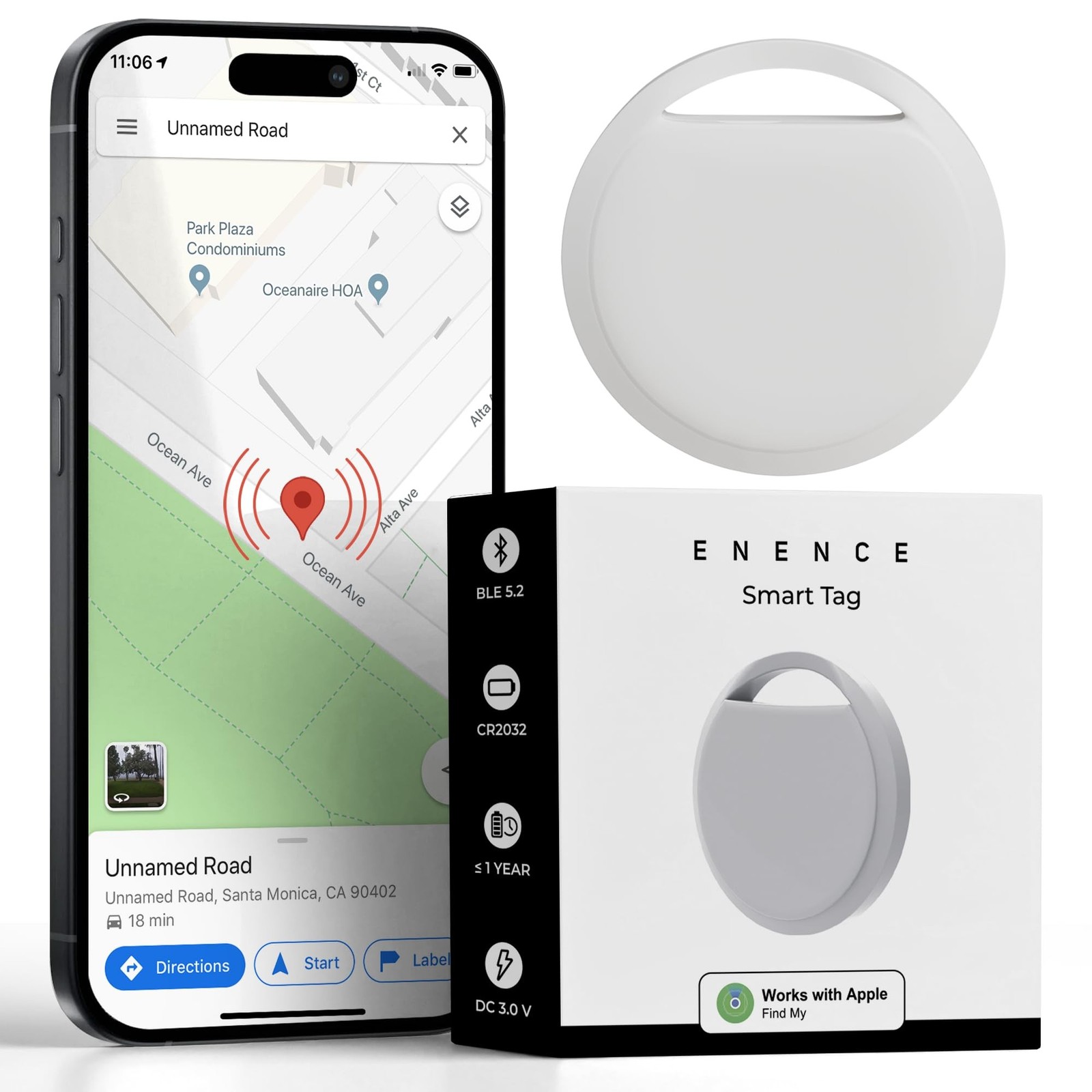 Enence Smart Tracking Tag Device for Keys, Wallet, Luggage, Pets. Tracker Tag...