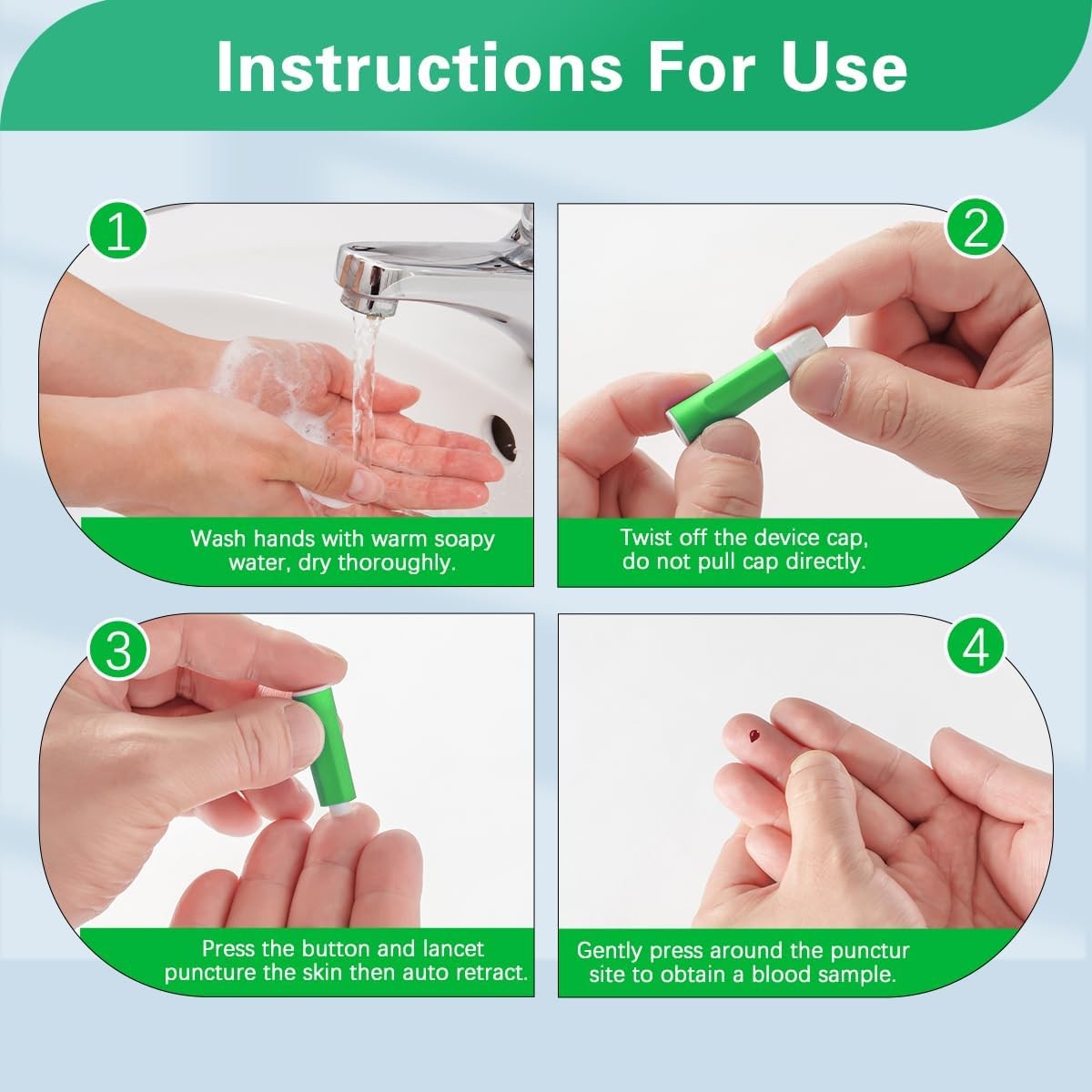 Safety Lancets, Pressure-Activated,Single use,for Comfortable Blood 30G