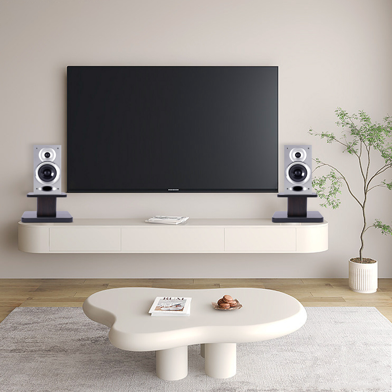 Elegant Black Walnut Speaker Stands for Bookshelf or Desktop Use