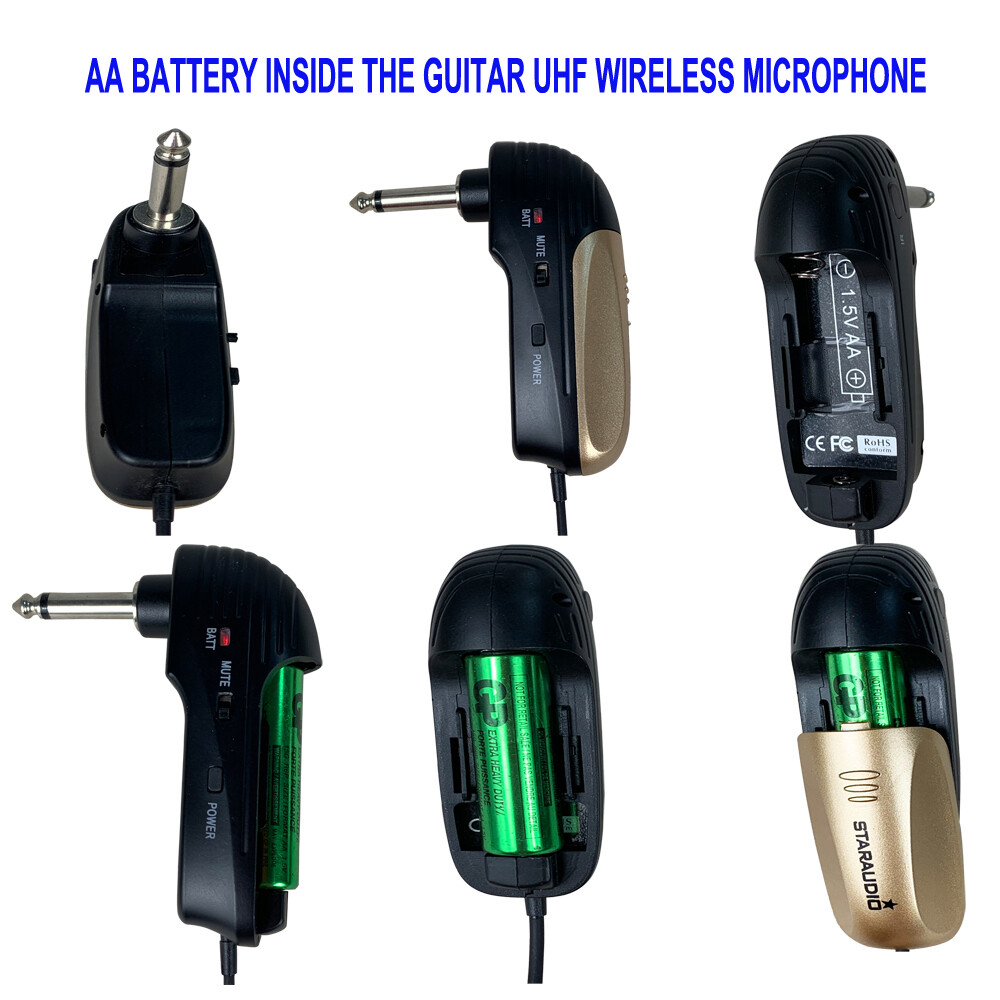 Wireless UHF Guitar Microphone Reciever Straight Angled Plug Stage DJ Microphone