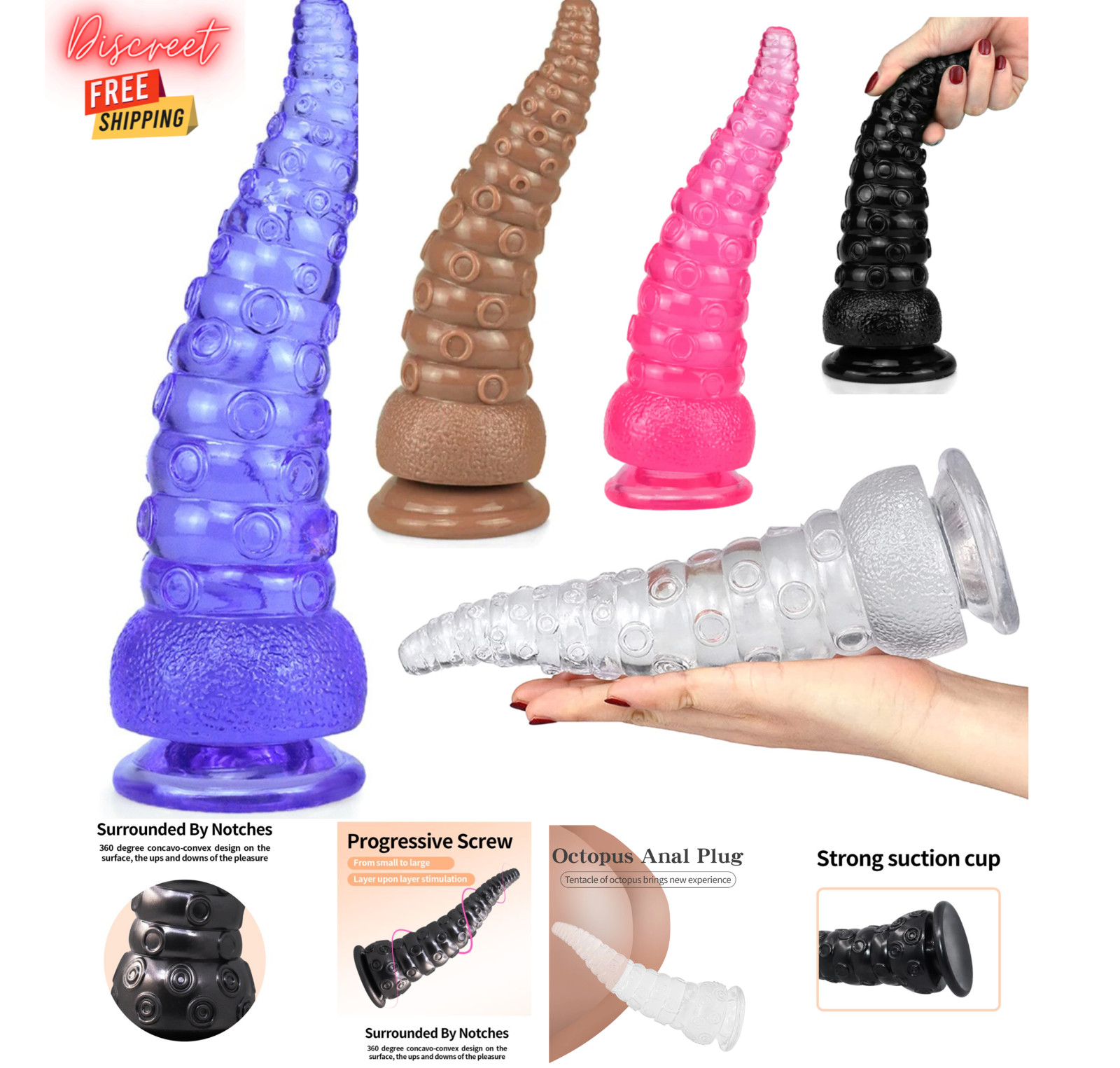 Dildo Tentacle Realistic Anal Big Hand Dong Huge Butt Plug Adult Women Sex Toy