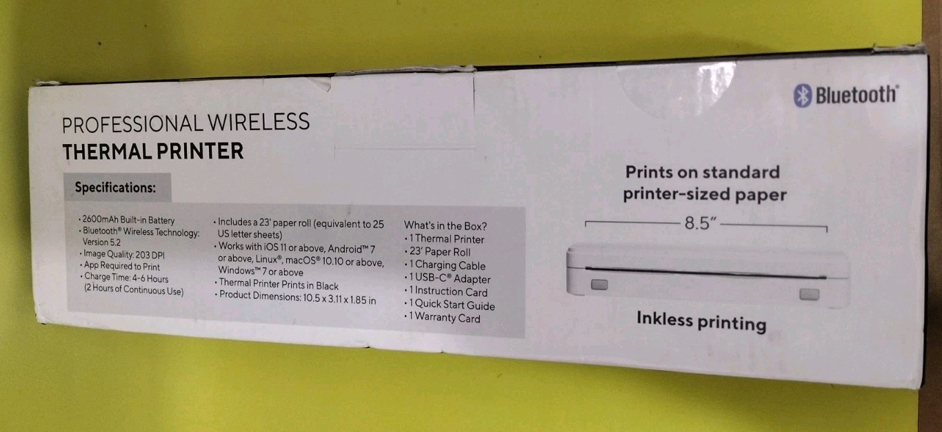 Professional Wireless Thermal Bluetooth Printer Core Innovation New & Sealed