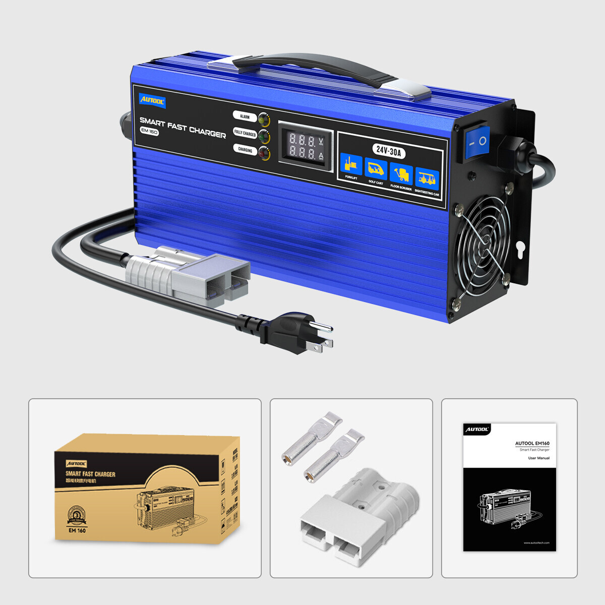 24V Golf Cart Battery Charger Fully-Automatic Smart Charger Forklift Golf Cart