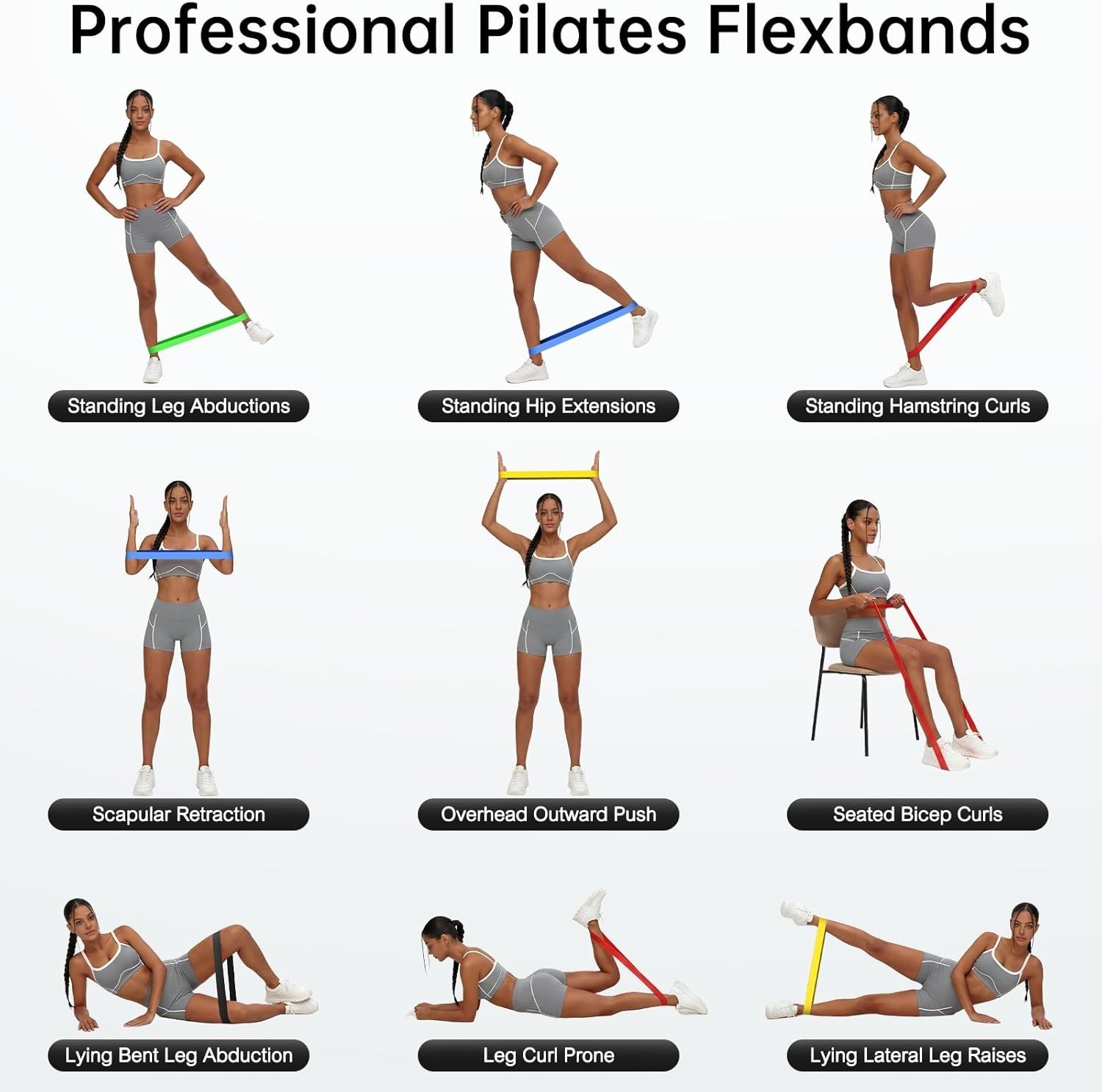 Resistance Bands for Working Out, 5-Pack Elastic Exercise Bands for Strength ...