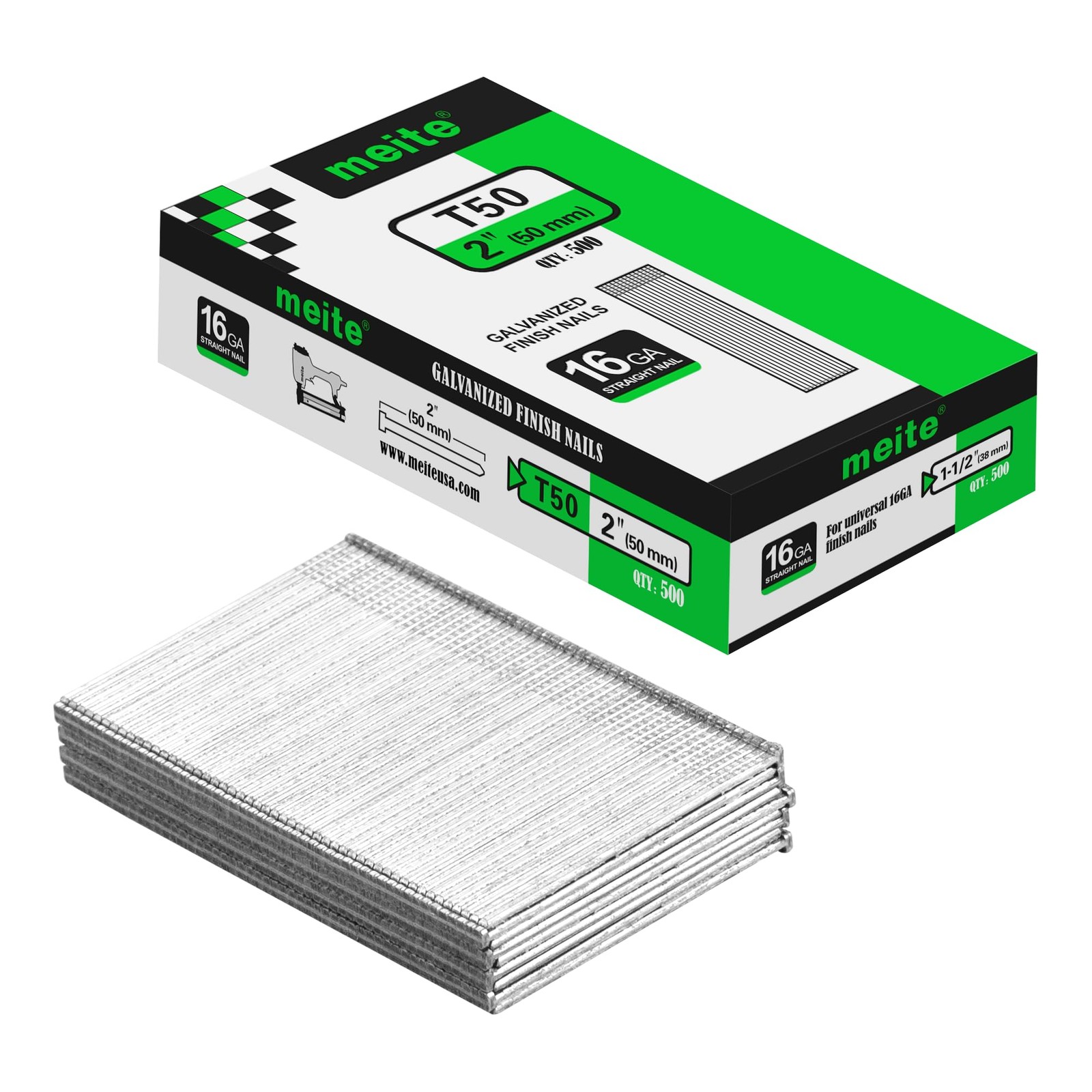 16 Gauge Finish Nails - 2 Inch Galvanized 16GA Finishing Nails Straight, 500PCS