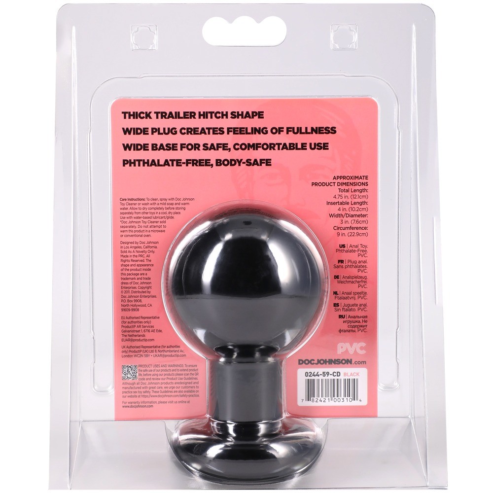 Round Butt Plug Large - Black