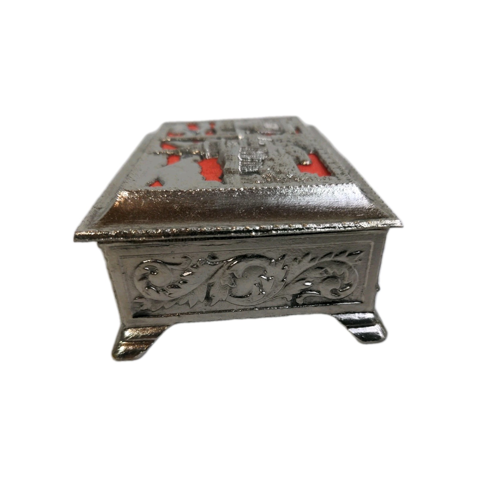 Silver Trinket Box Washington D.C Red Lining VTG