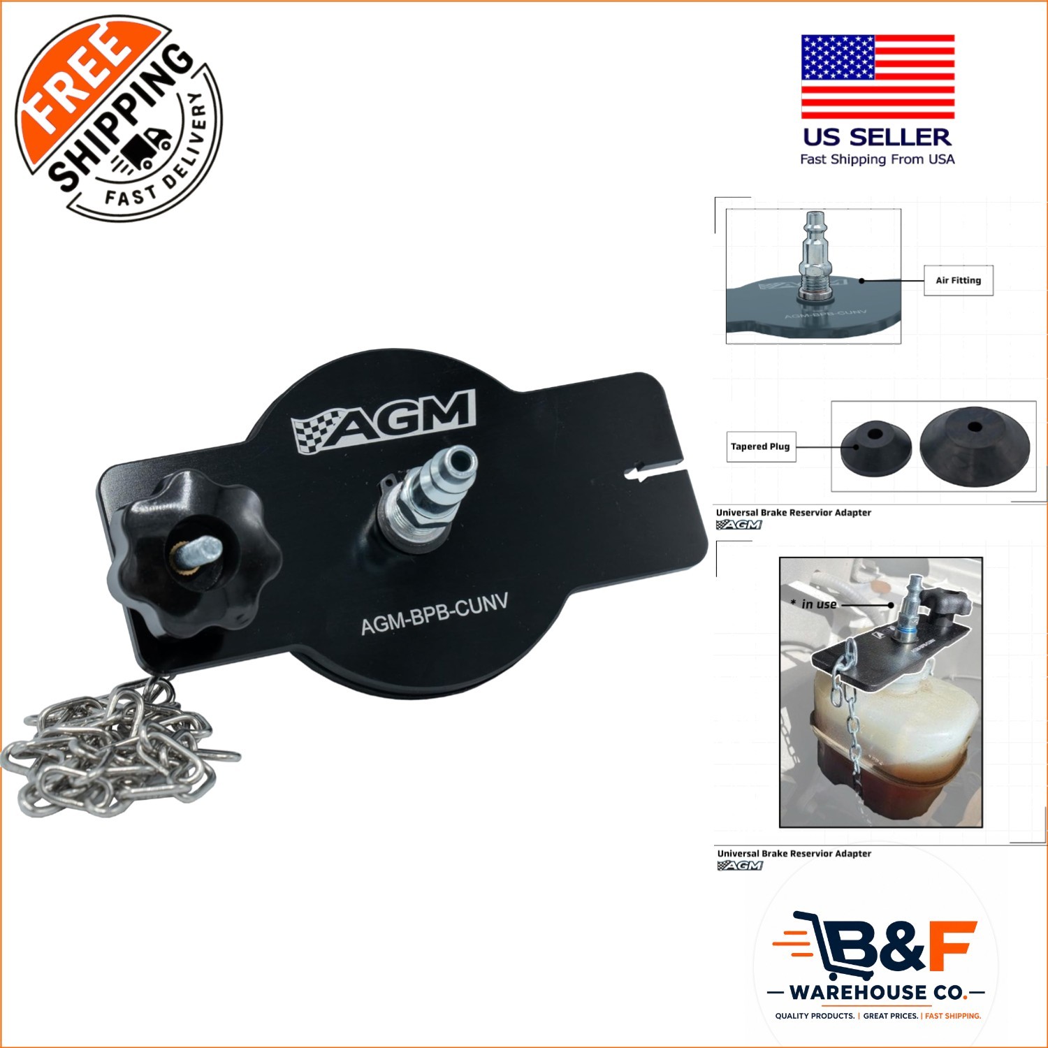 AGM Universal Brake Bleeder Adapter – Adjustable Reservoir Cap for All Vehicles