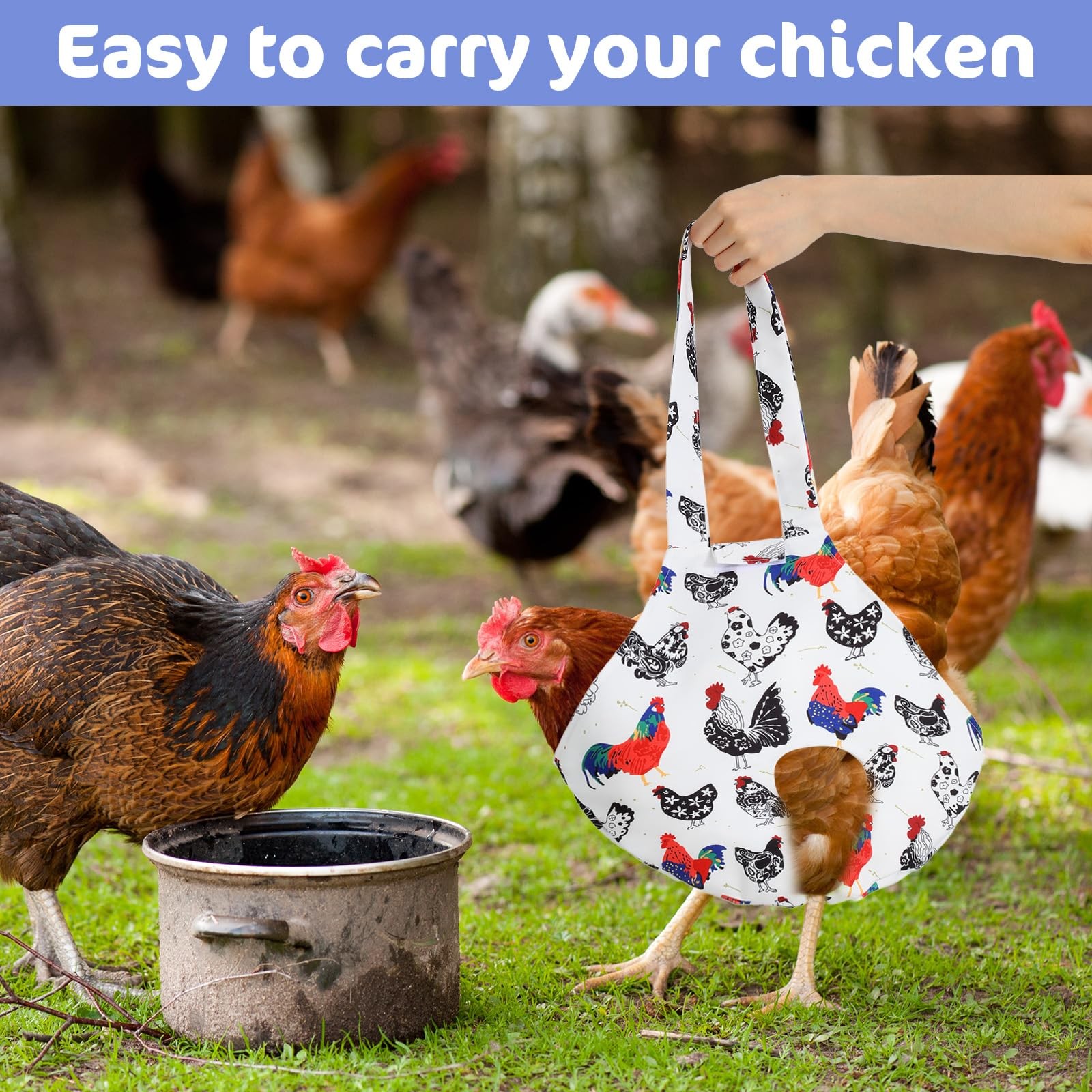 Chicken Holder Bag, Poultry Carrier Sling with Handle, Medium, White