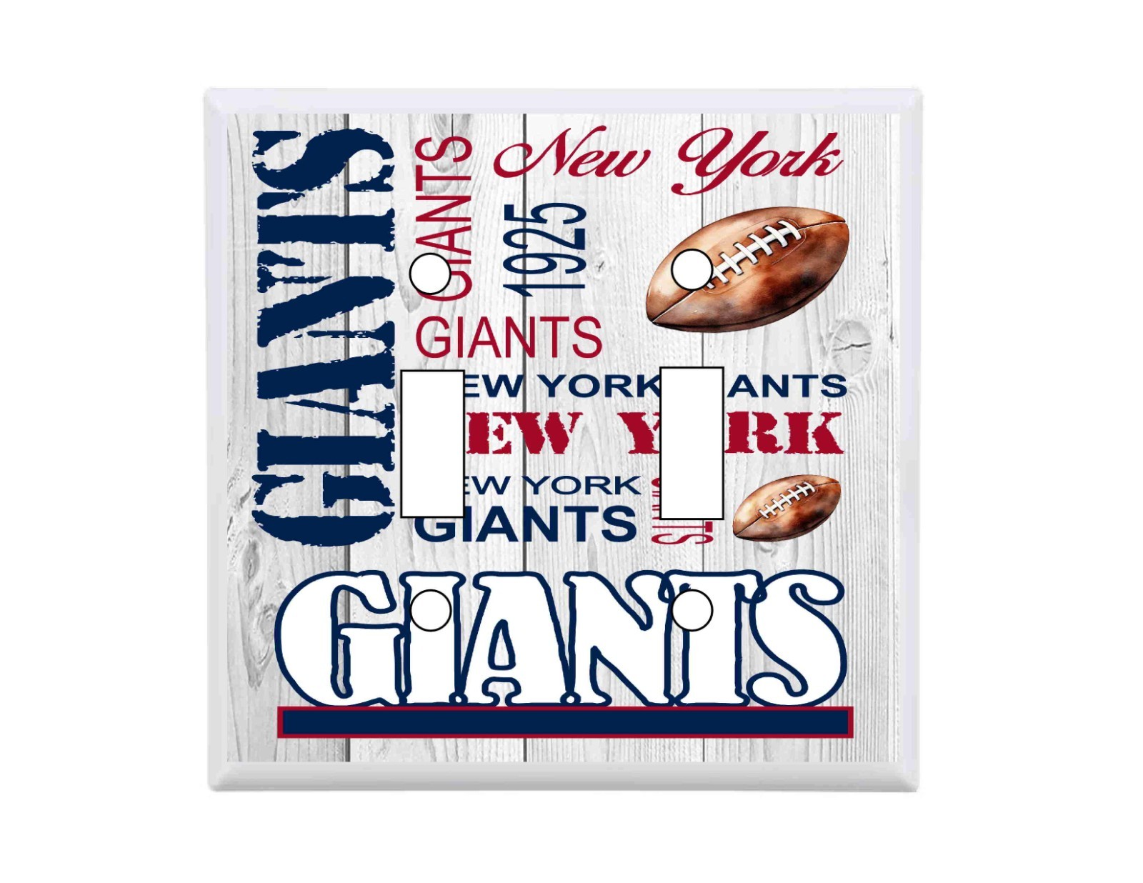 New York Giants Subway Art Standard Double Light Switch Cover NFL Football wall