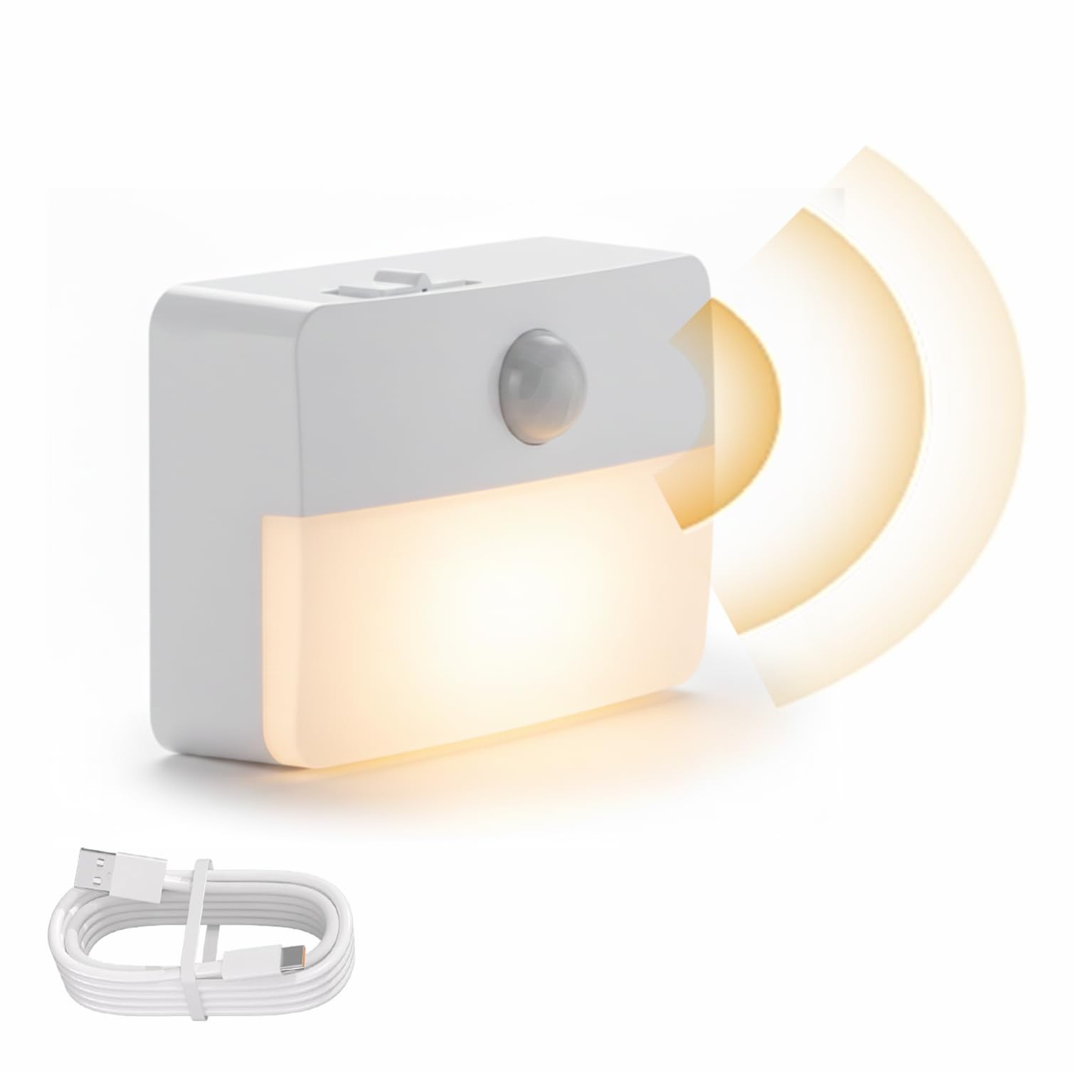 Rechargeable Motion Sensor Night Light, Warm White LED Stair Light