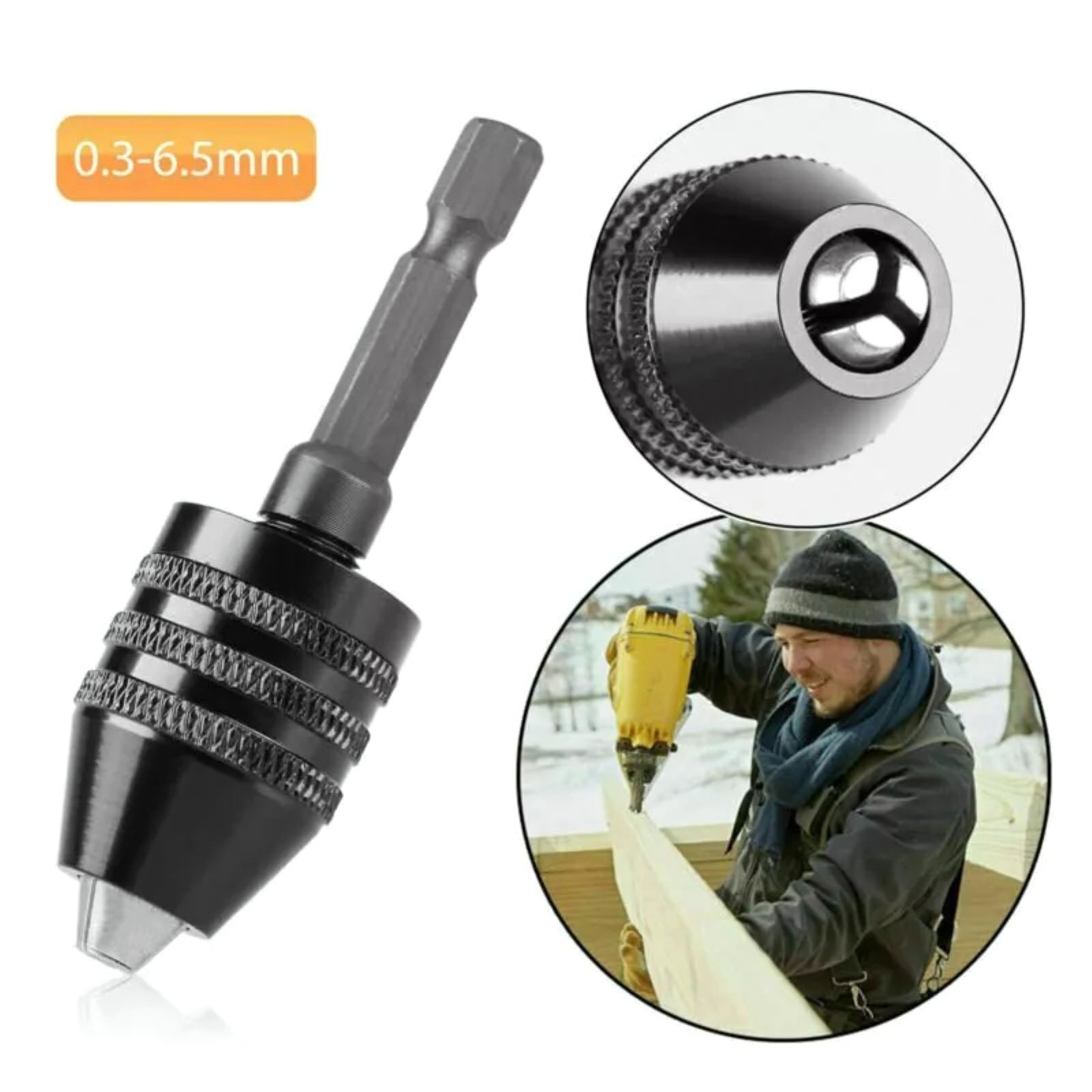 New 1/4-inch hex shank Versatile Conversion Drill chuck for 0.3-6.5 mm/3.6 mm