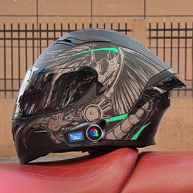 Bluetooth Full Face Motorcycle Intercom Helmet With Wireless Bluetooth Headset