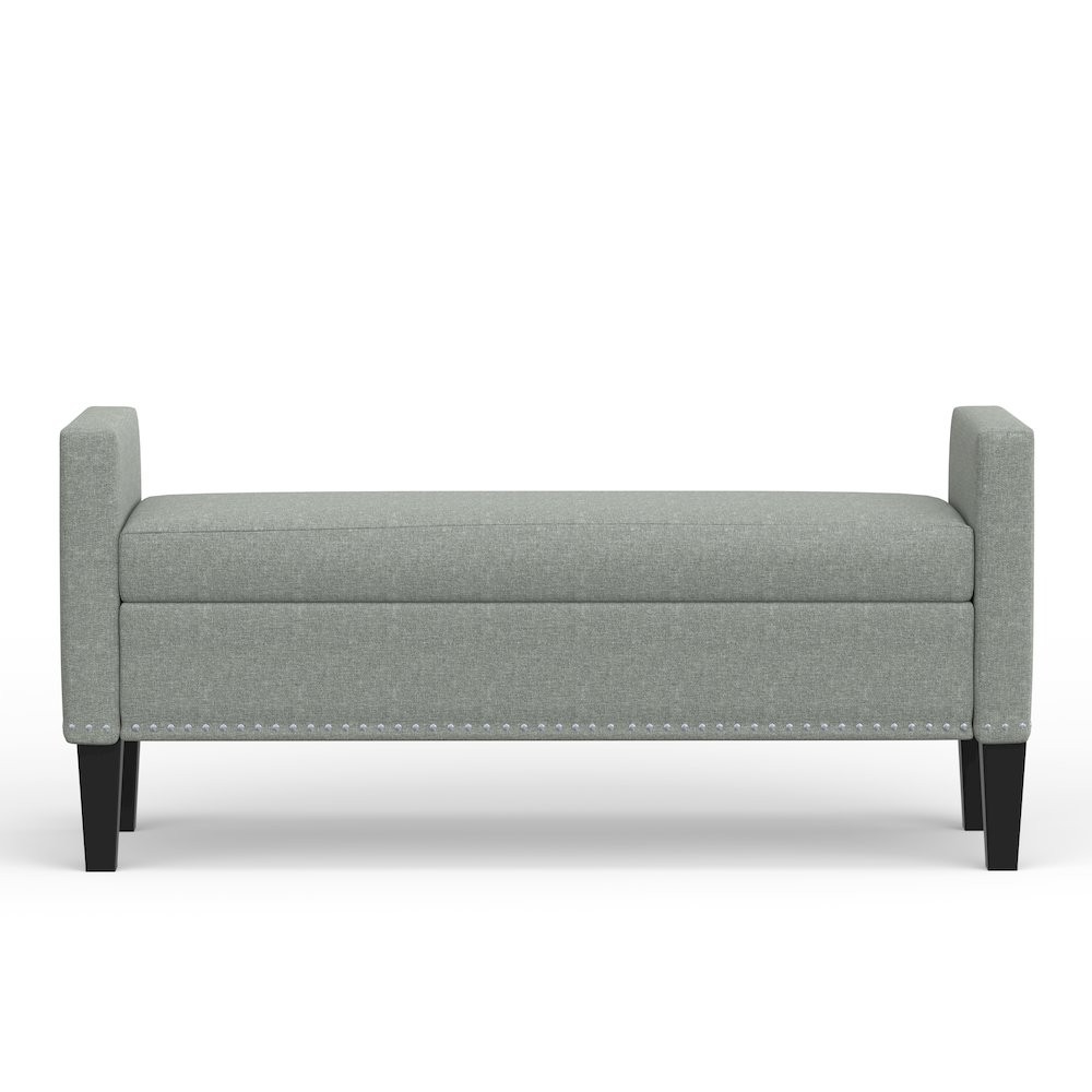 51.25" Storage Bench with Nailhead Trim - Stone (Light Gray)