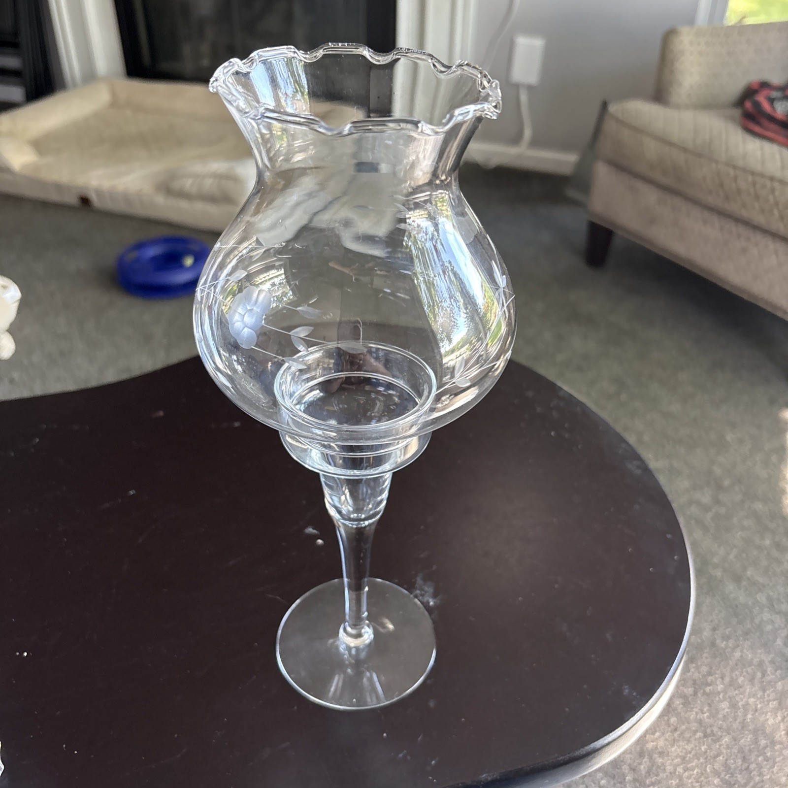 Princess House Crystal Heritage Hurricane Lamp Fairy Lantern Candle