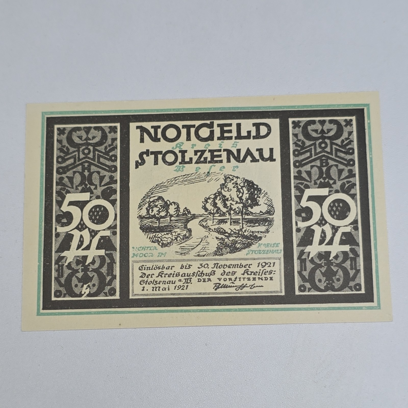 50 PFENNIG 1921 Notgeld  Excellent Condition Old BANKNOTE Germany