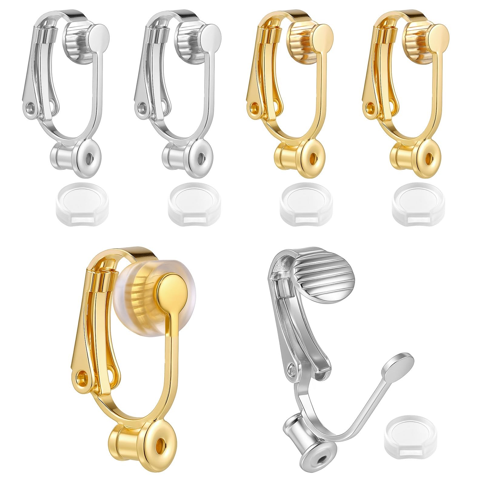 6 Pieces Clip-on Earring Converter and 6 Pieces Silicone Earring Pads