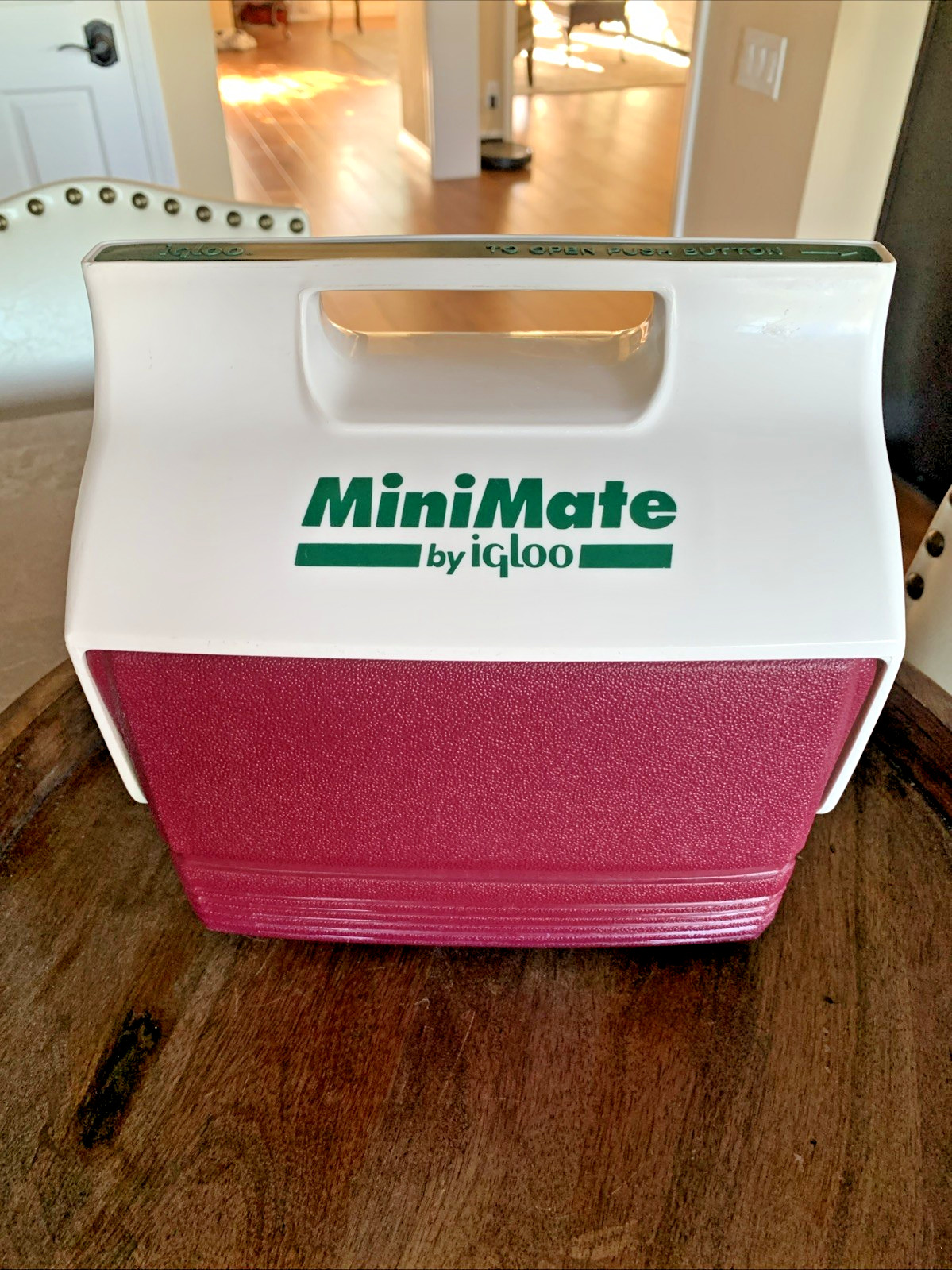Vintage Mini Mate Cooler By Igloo Made In USA Maroon White Green