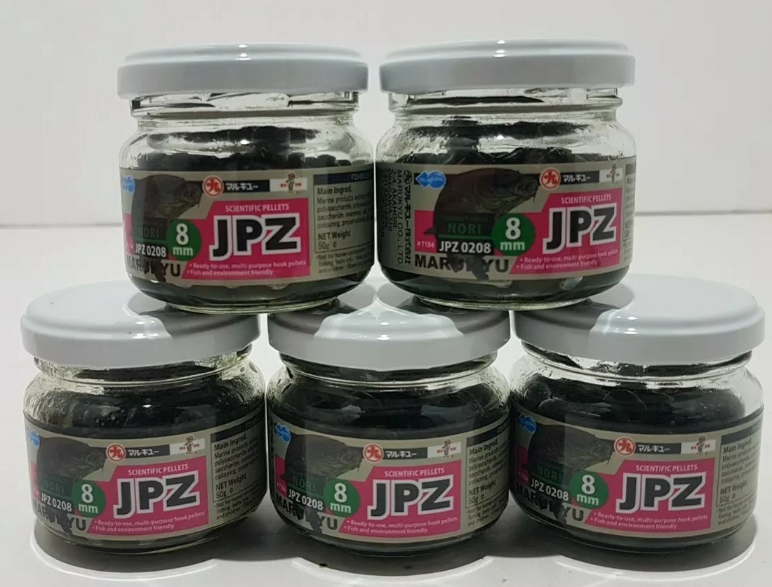 Marukyu JPZ Jars x5 8mm Nori Pellets Fish Friendly Fishing Bait 0208