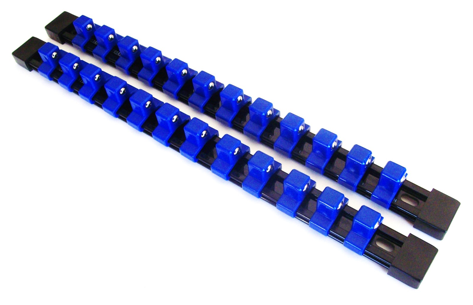 2 GOLIATH INDUSTRIAL 1/2" ABS MOUNTABLE SOCKET RAIL HOLDER ORGANIZER BLUE SH12BB