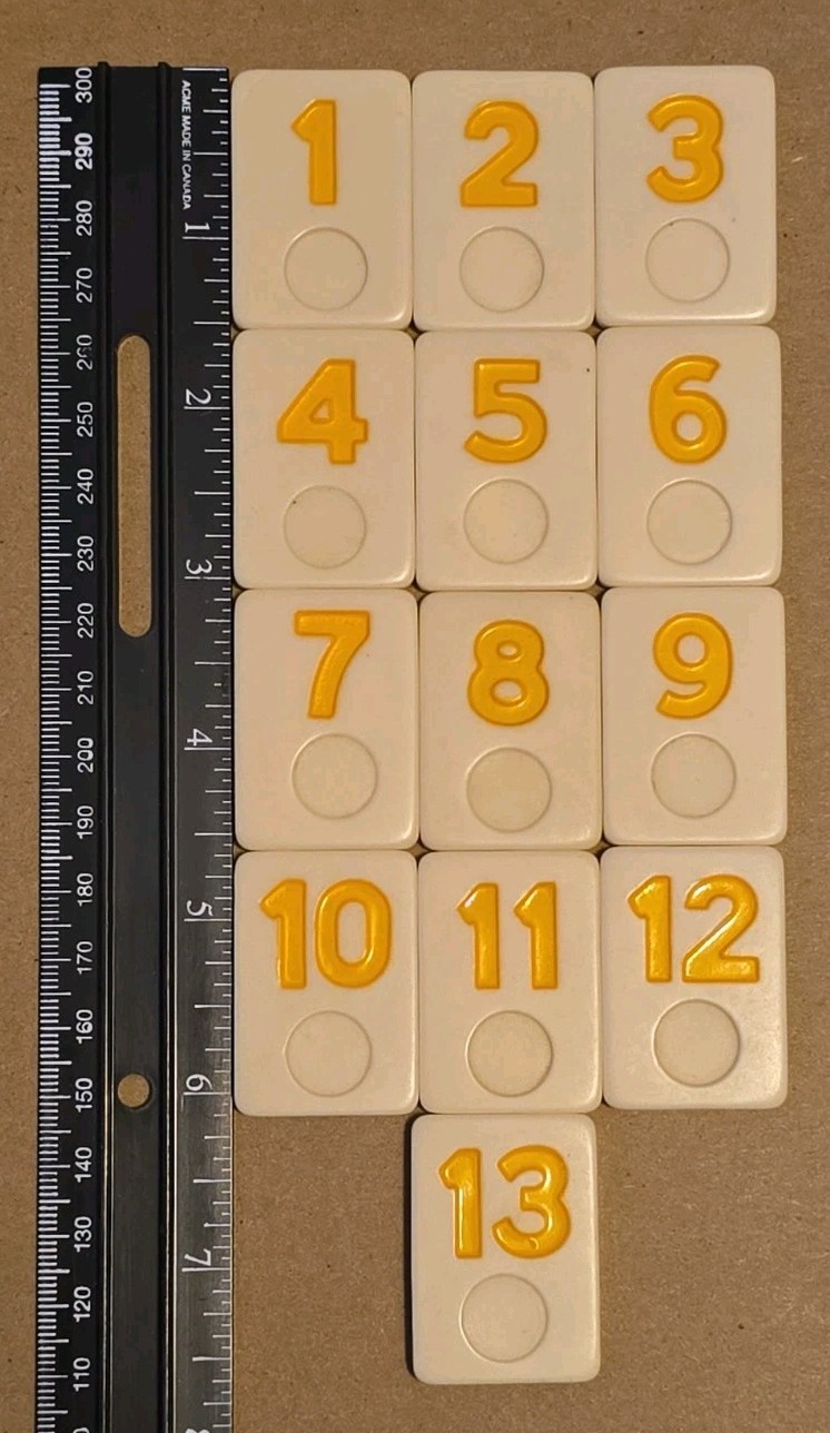 RUMMIKUB Rummy-o Type YELLOW Replacement Tiles Vtg Unmarked 1-1/16x 1-1/2" #1-13