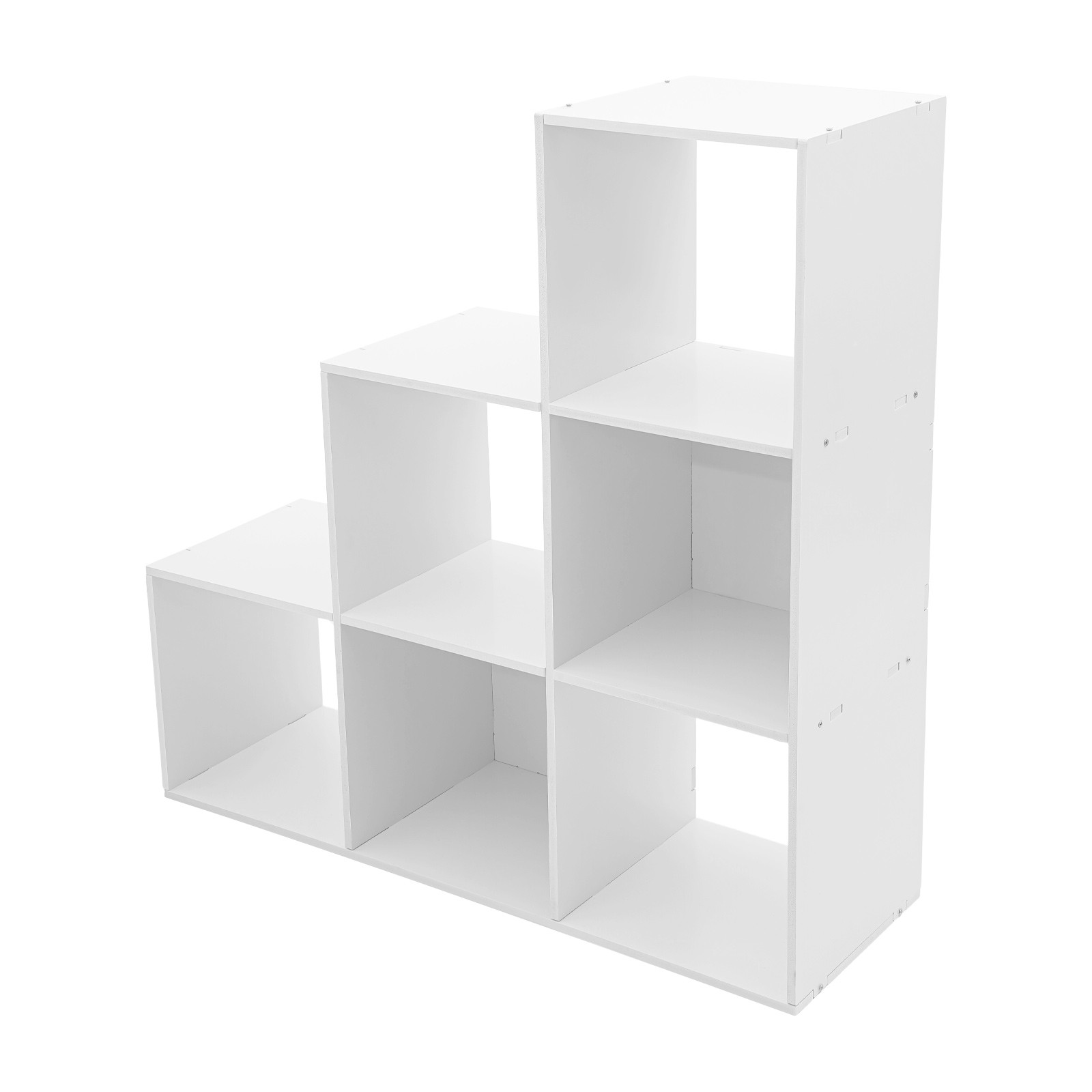 L-Shaped Storage Bookcase 6-cube Stepped Corner Shelf Book Rack for Home/Office