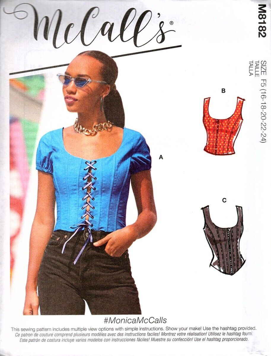 McCall's M8182 Misses 16 to 24 Corset Tops Uncut Sewing Pattern New