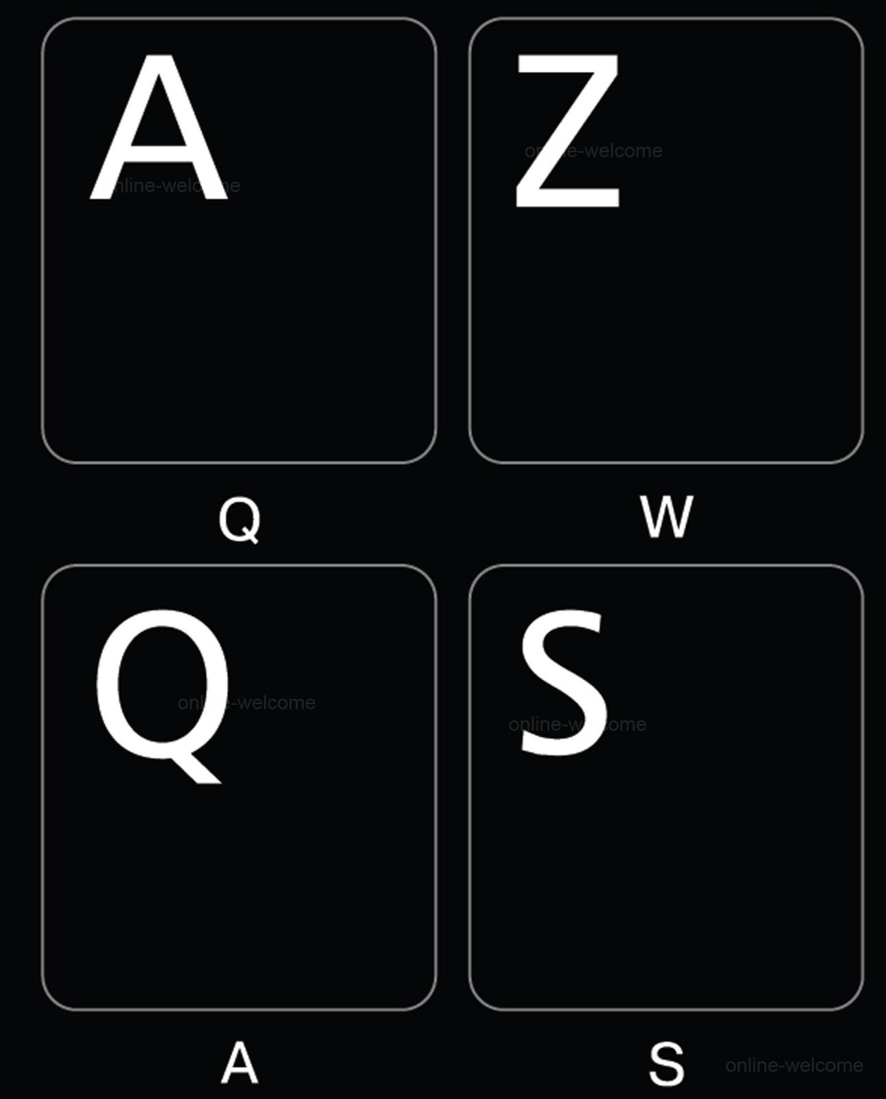FRENCH AZERTY KEYBOARD STICKER NON TRANSPARENT BLACK