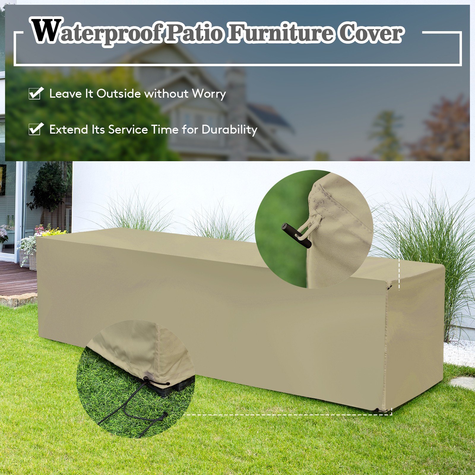 8PCS Patio Furniture Set Space-Saving Conversation Set w/ Waterproof Cover