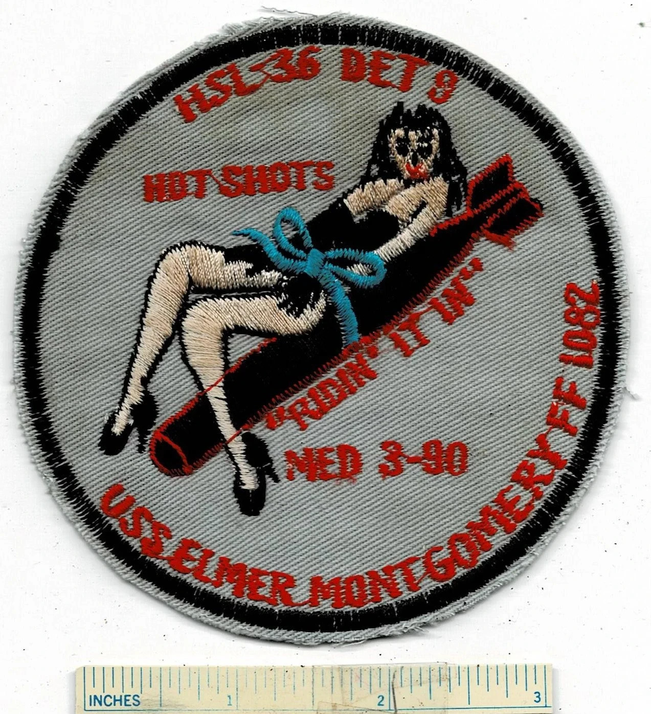 Large HOT SHOTS USS Elmer MONTGOMERY Ff-1062 1990 Med Cruise US Navy Patch USN
