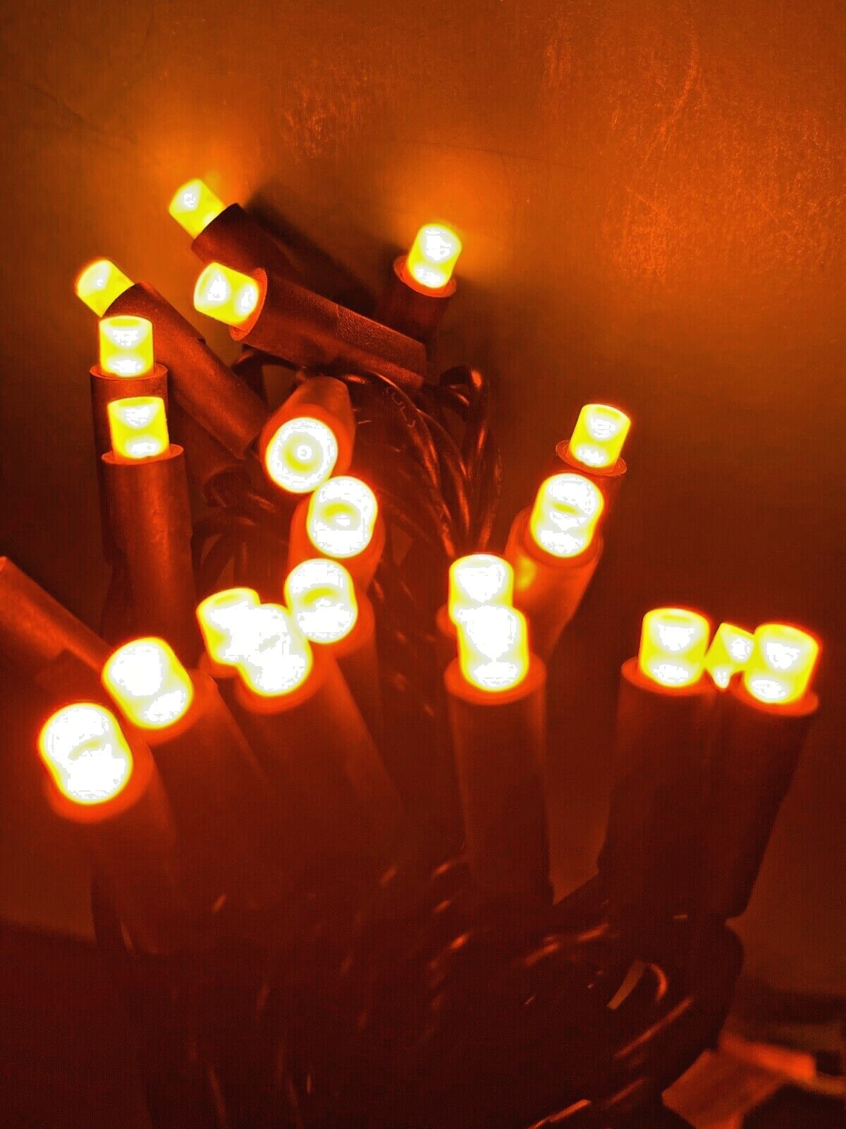 50 Light 5MM FROST LED ORANGE Light Set Black Wire HALLOWEEN ADLER HW1702 NEW