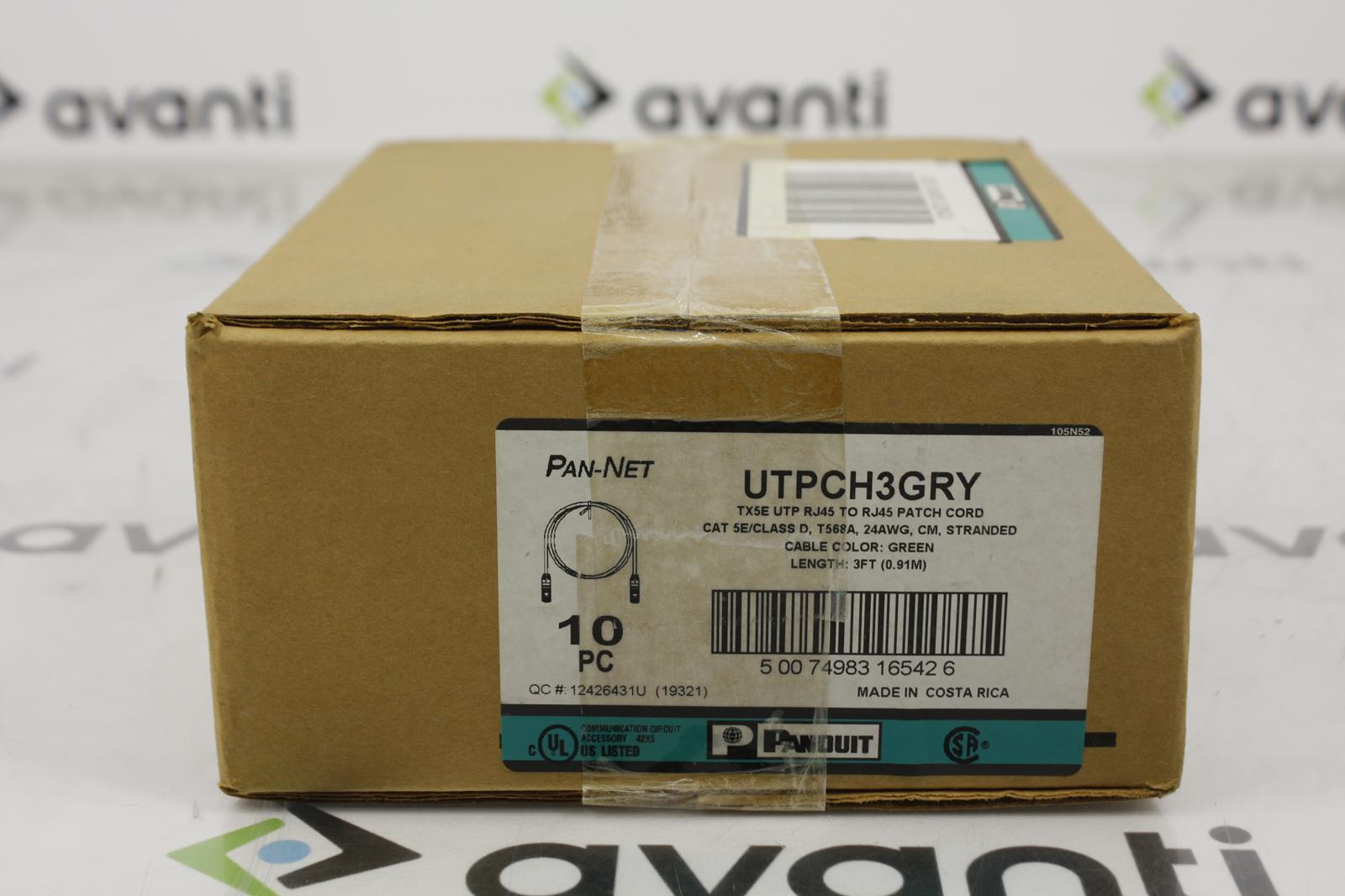 10 Pack Panduit Green 3ft Cat5E Class D Pan Net Patch Cord UTPCH3GRY New Sealed