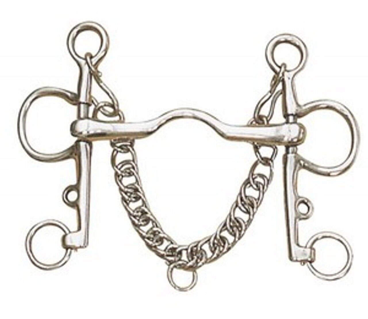 English Saddle Horse Stainless Steel Pelham Bit w/ 5" Low Port Mouth 2 Rein Bit