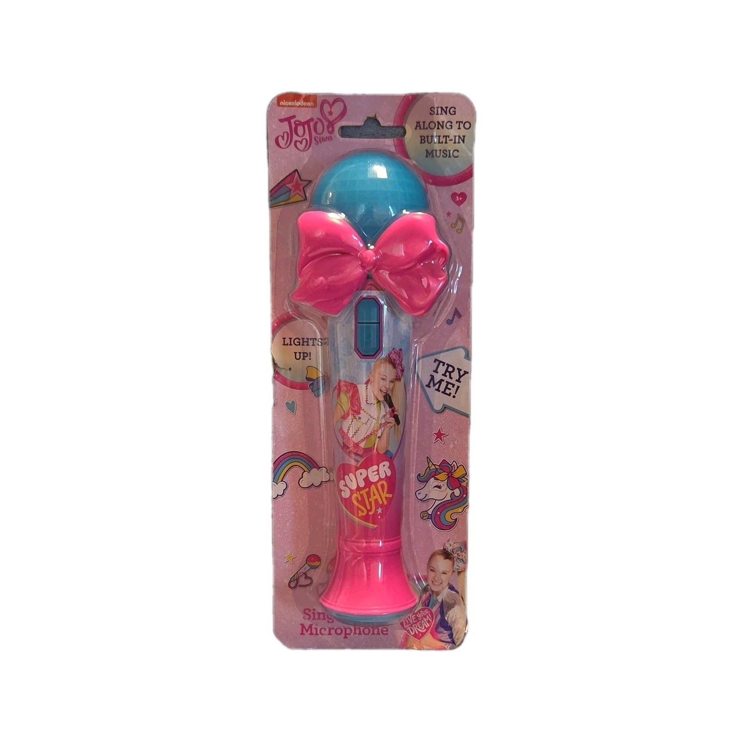 Nickelodeon JoJo Siwa Sing-Along Microphone Pink Lights Up Built-In Music Toy