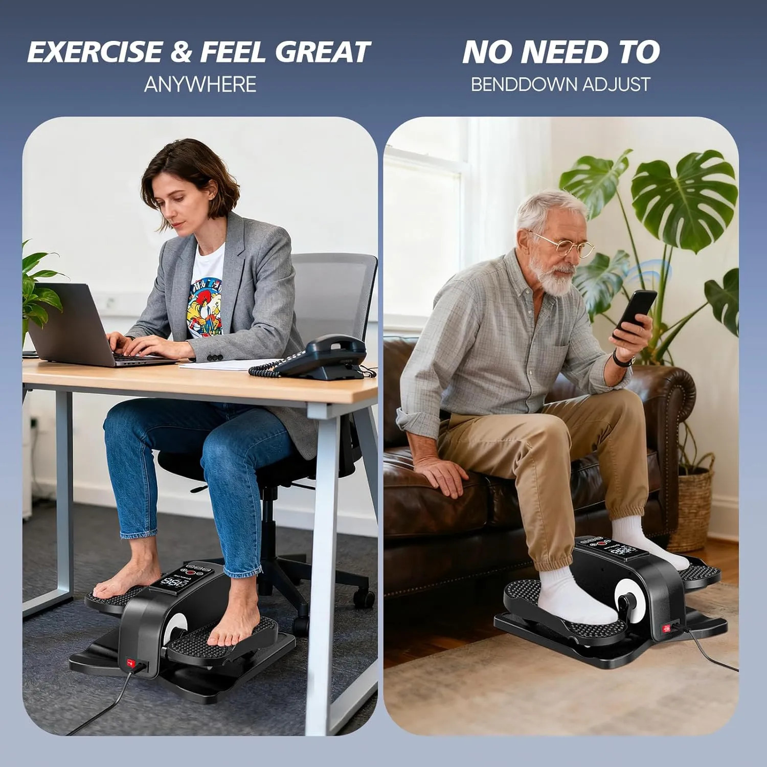 Under Desk Elliptical Machine Mini Leg Exerciser With Remote Quiet Portable Home