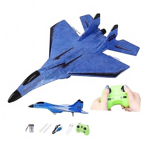 2023 New Remote Control Wireless Airplane Toy With Lights, USB Blue