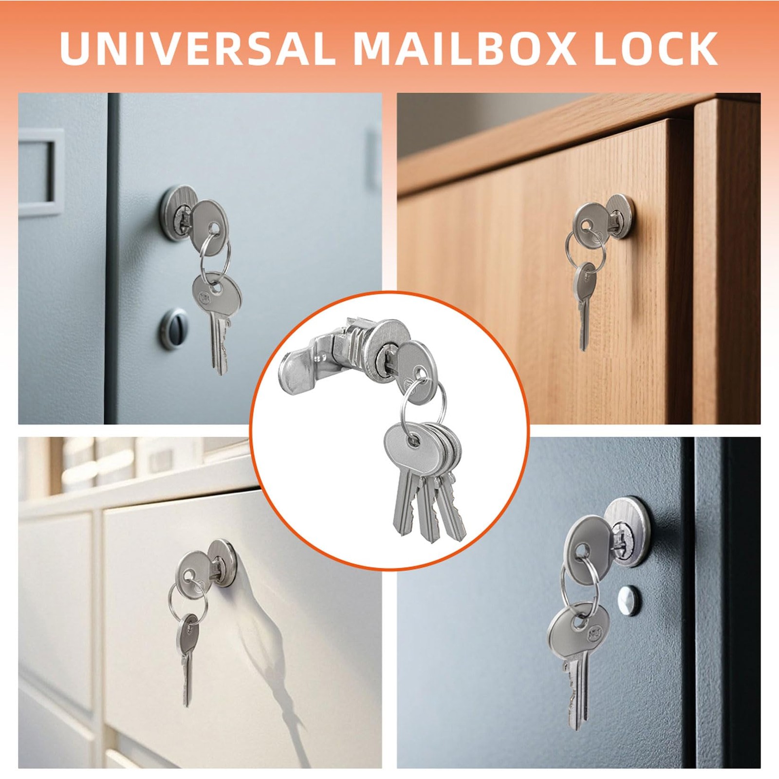 Mailbox Lock Replacement with 4 Keys - Multipurpose Mail Box Locks Compatible...