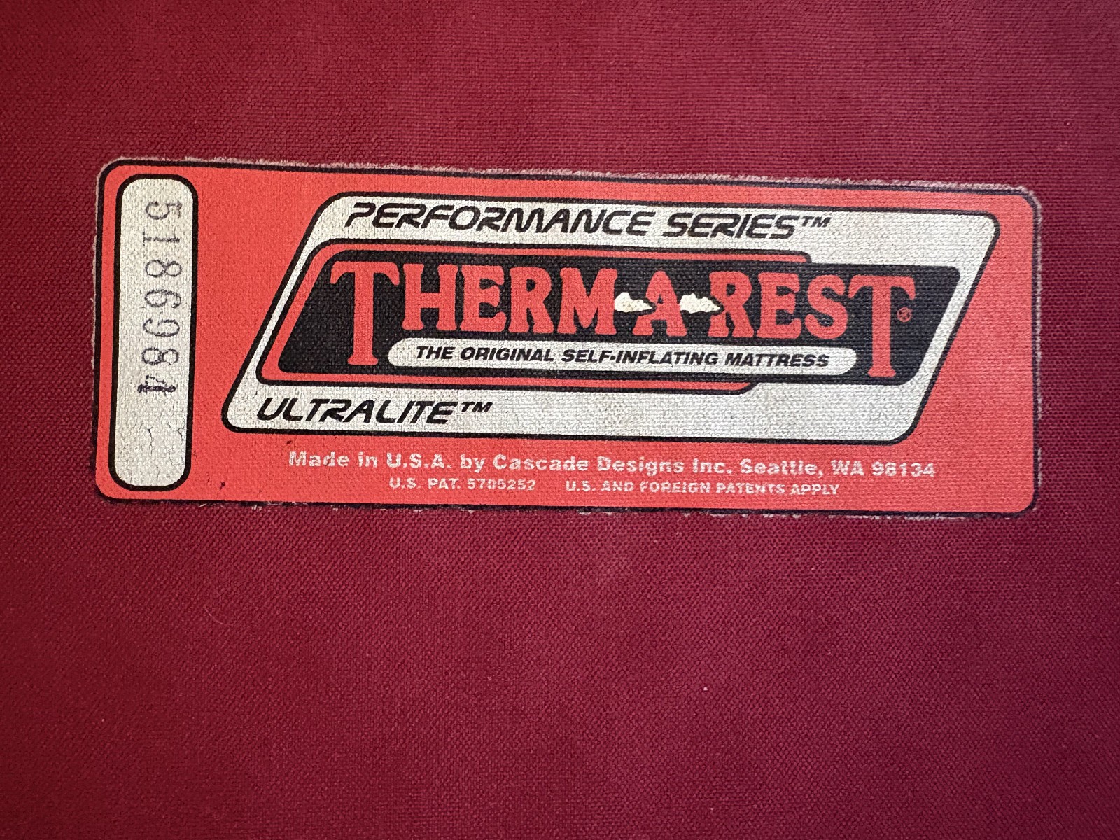 Therm-a-Rest Ultralite Performance Series Matress 20″ × 72″ Factory Patch