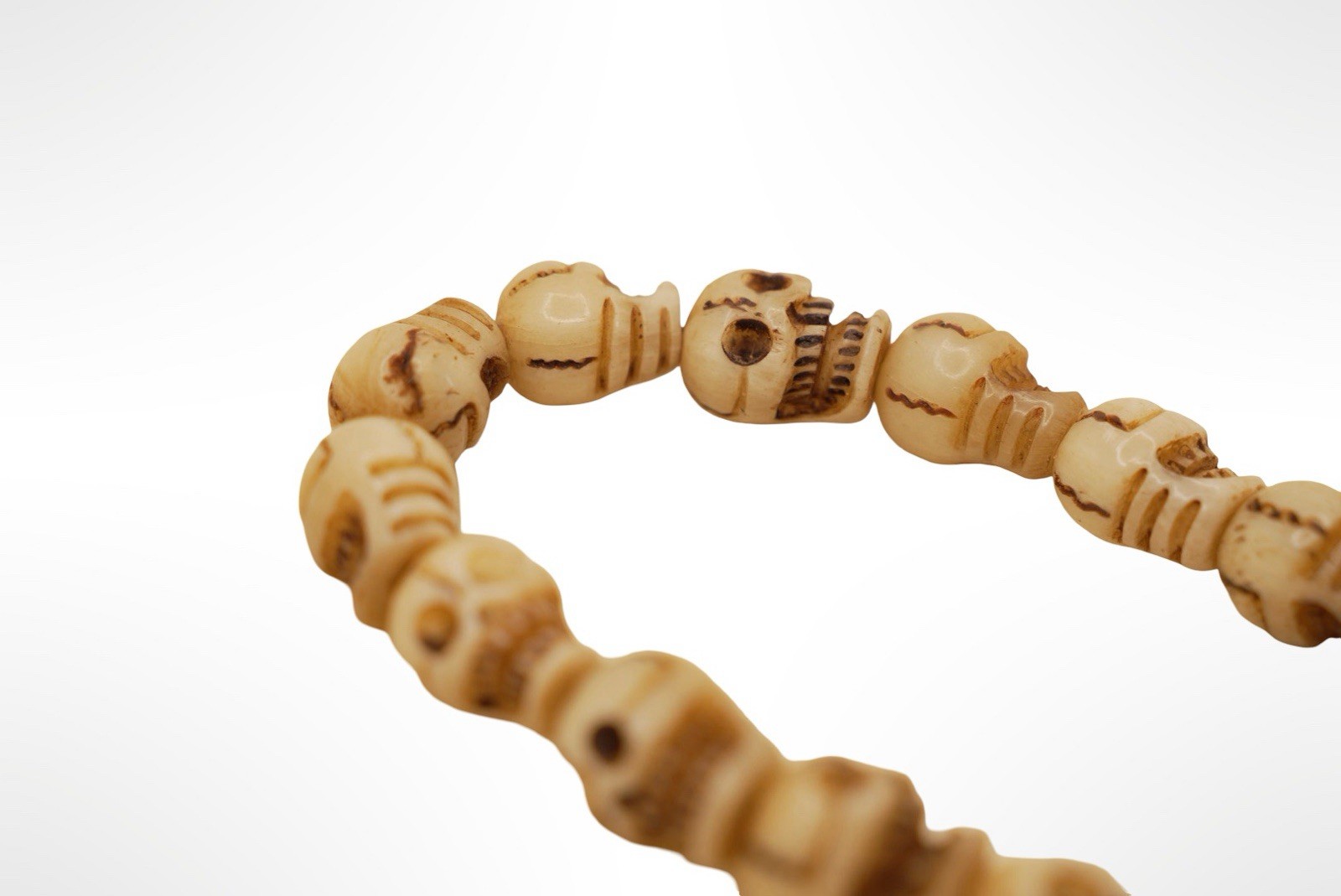 HandCarved Yak Bone Skull Adjustable Bracelet