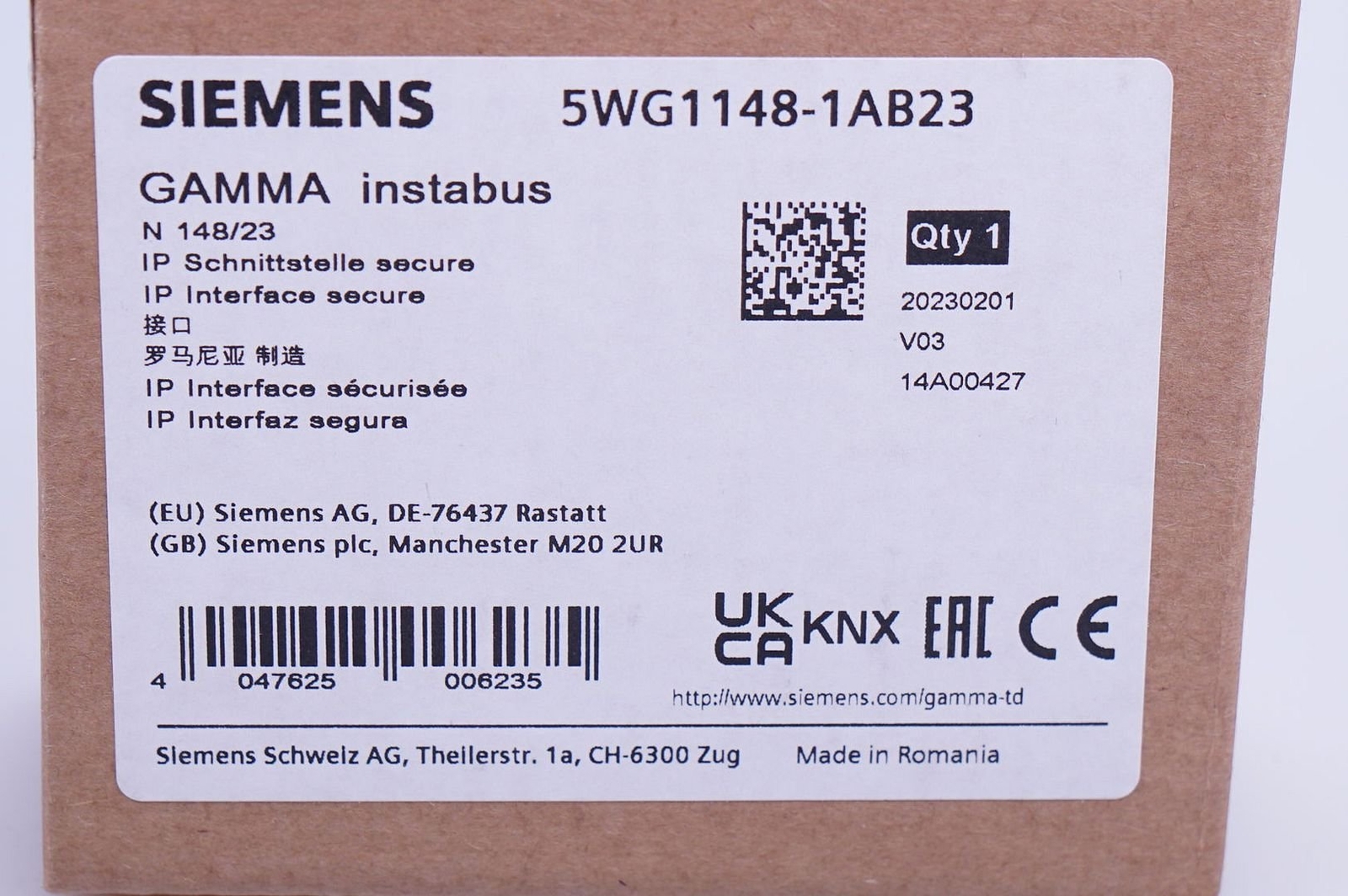 Siemens 5WG1148-1AB23 N 148/23 IP Interface Secure Original Packaging, NEW